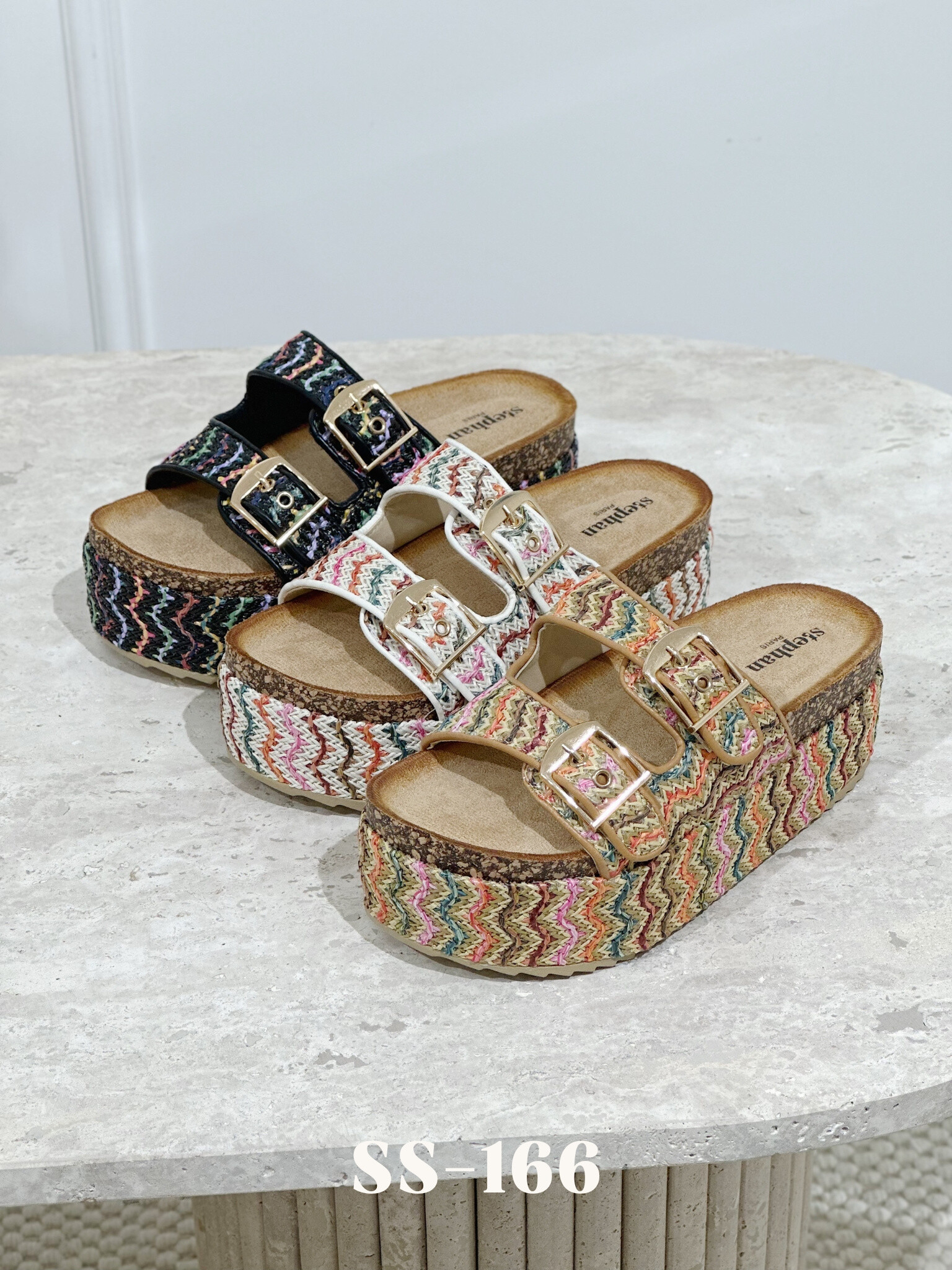 Grossiste Stephan Paris - Sandales compensées en tissu tressé