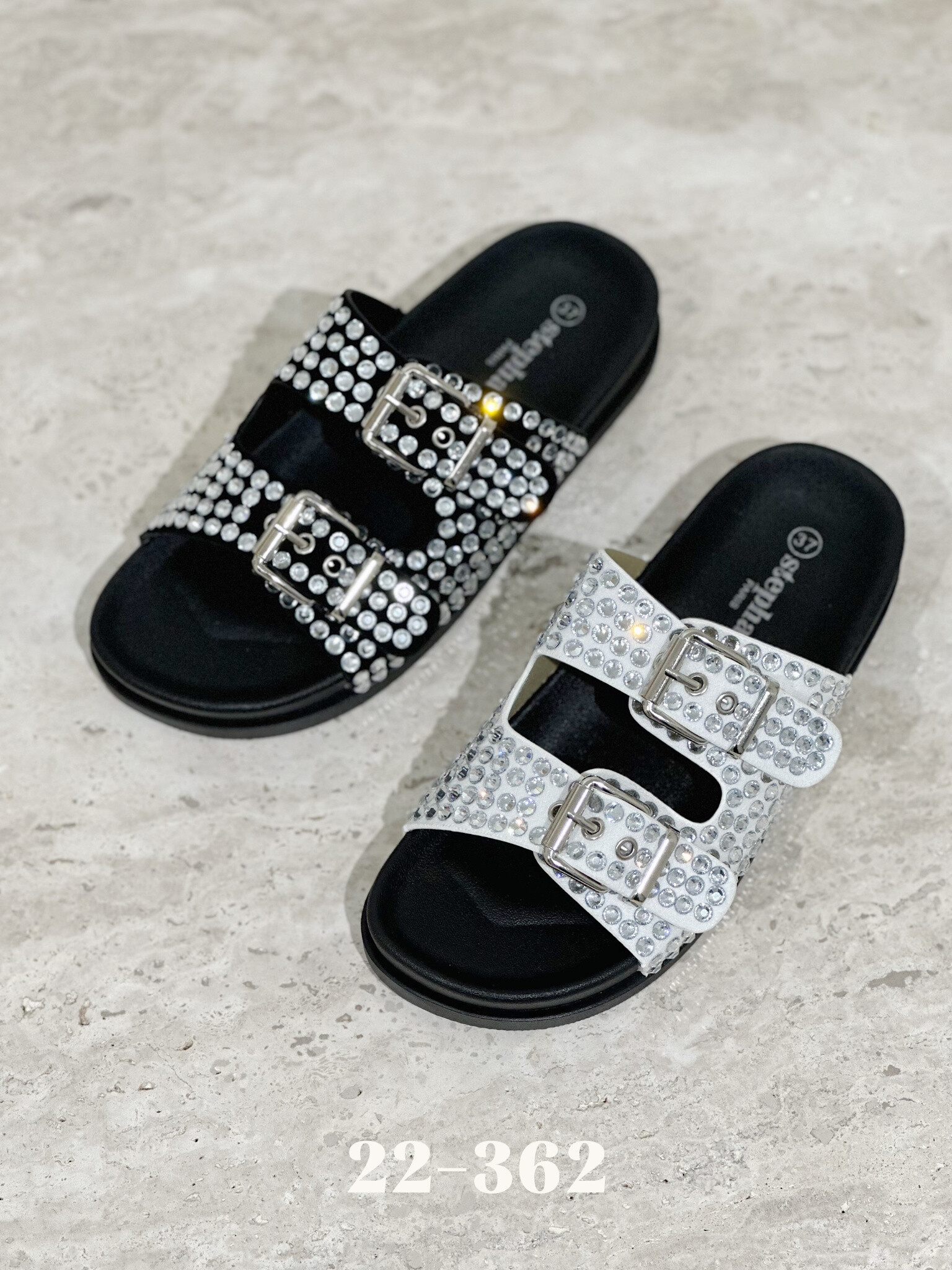 Grossiste Stephan Paris - Mules à strass et doubles boucles