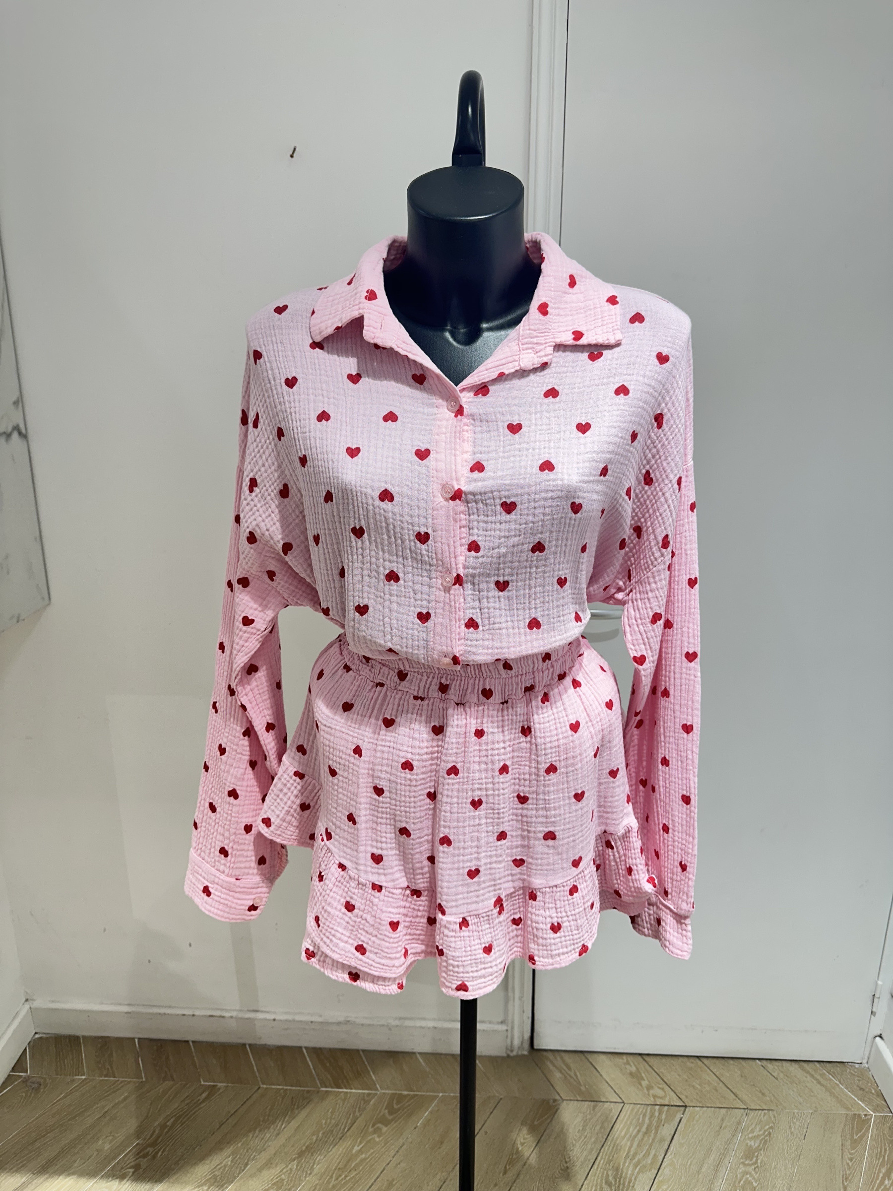 Grossiste Studio170 - ENSEMBLE DEUX PIÈCES CHEMISE OVERSIZE ET SHORT À VOLANTS