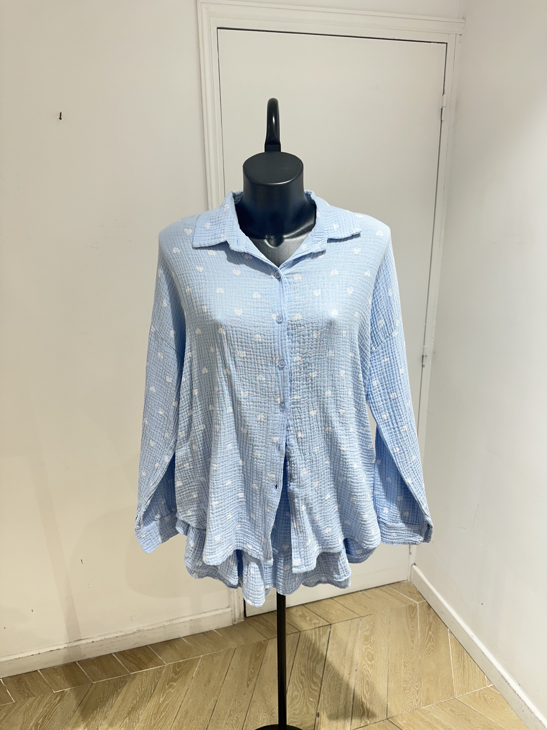 Grossiste Studio170 - ENSEMBLE DEUX PIÈCES CHEMISE OVERSIZE ET SHORT À VOLANTS