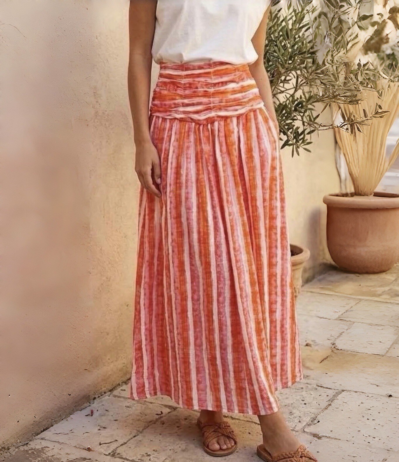 Mayorista Studio170 - Falda Larga Fluida con Cintura Fruncida