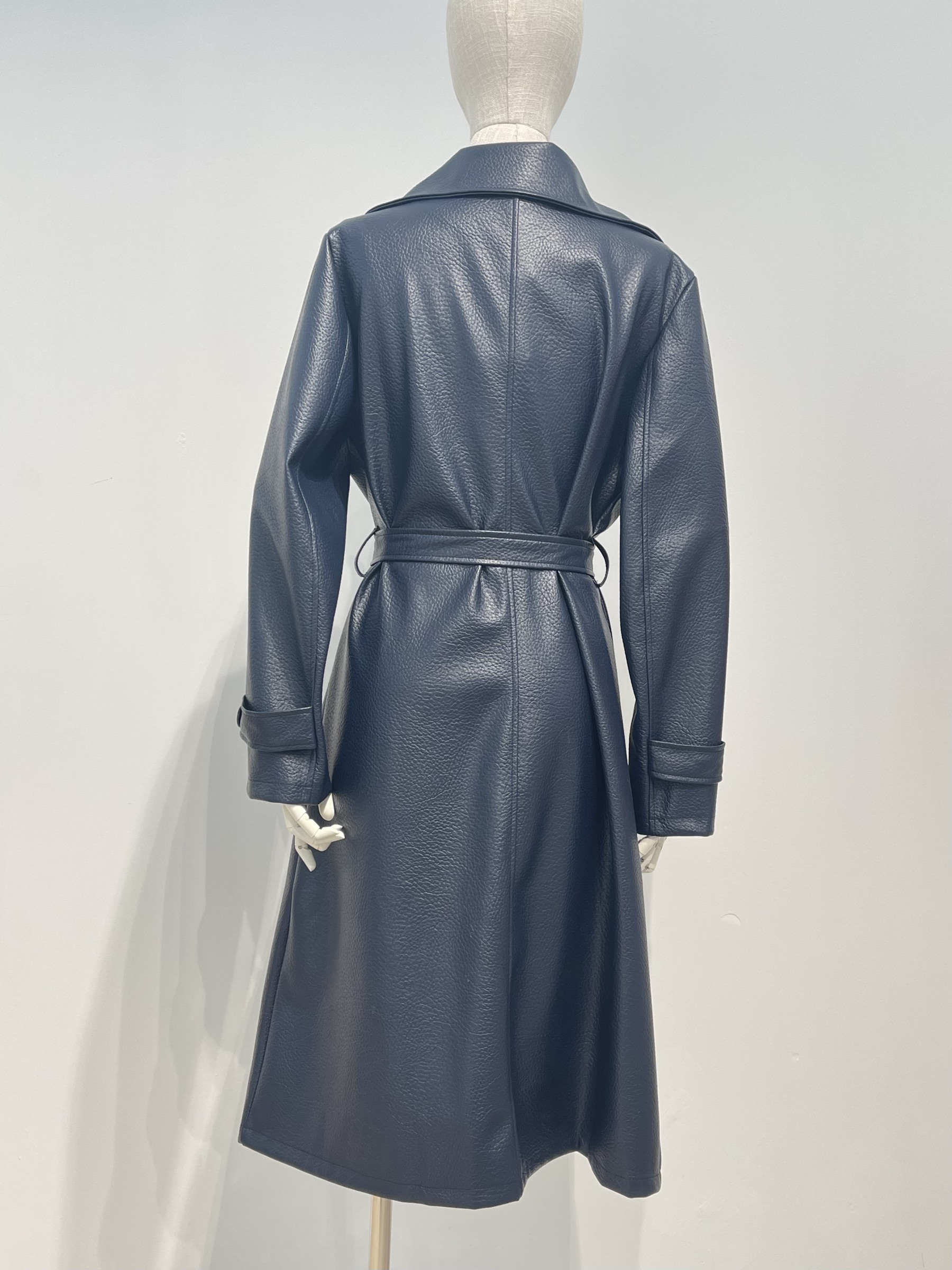 LONG FAUX LEATHER TRENCH COAT | Paris Fashion Shops