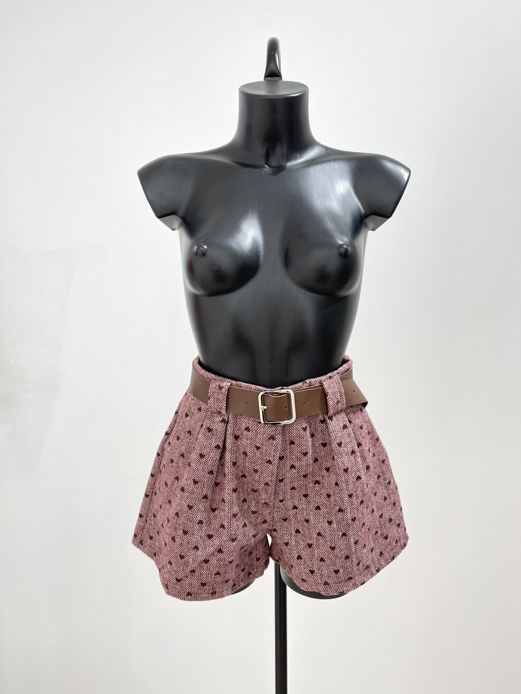 Großhändler Studio170 - Hoch taillierte Shorts mit Falten und Gürtel