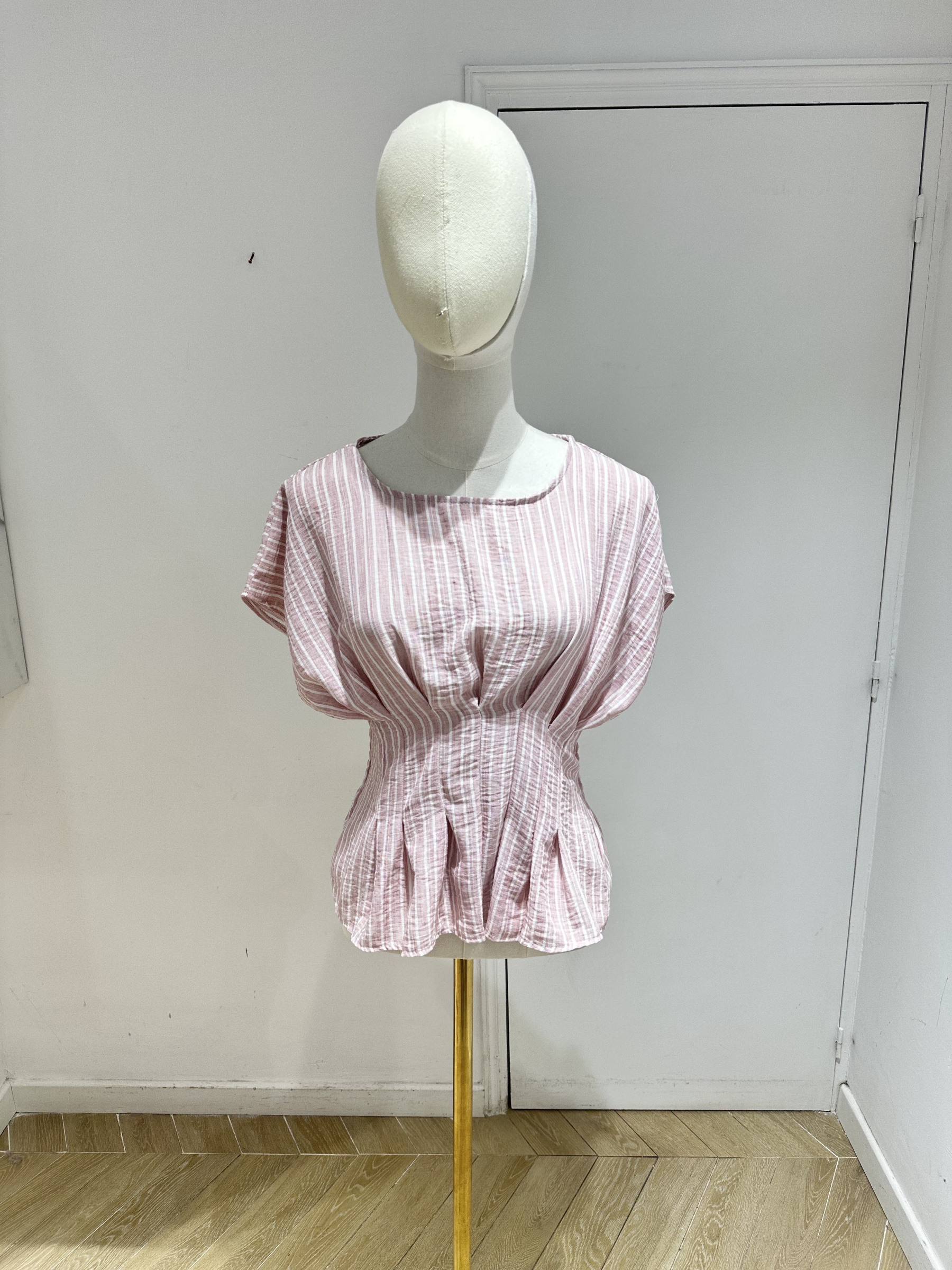 Grossiste Studio170 - HAUT A RAYURES AVEC TAILLE CINTREE ET EFFET PEPLUM