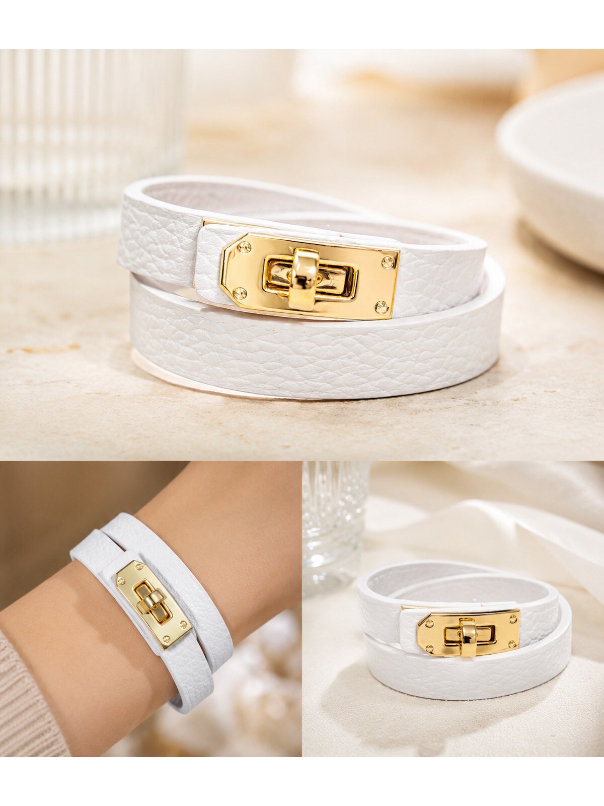 Wholesaler Suie Valentini - Genuine Leather Twist Double Wrap Bracelet, Made in Italy, art. 602003