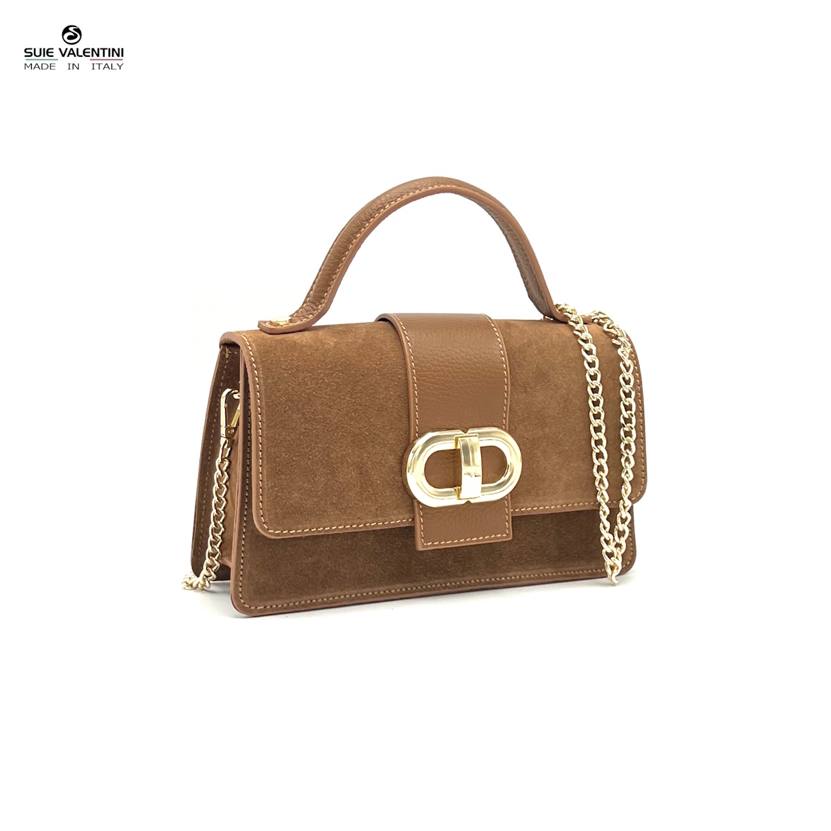 Wholesaler Suie Valentini - Suede leather clutch bag with chain, Made in Italy, art. 112633
