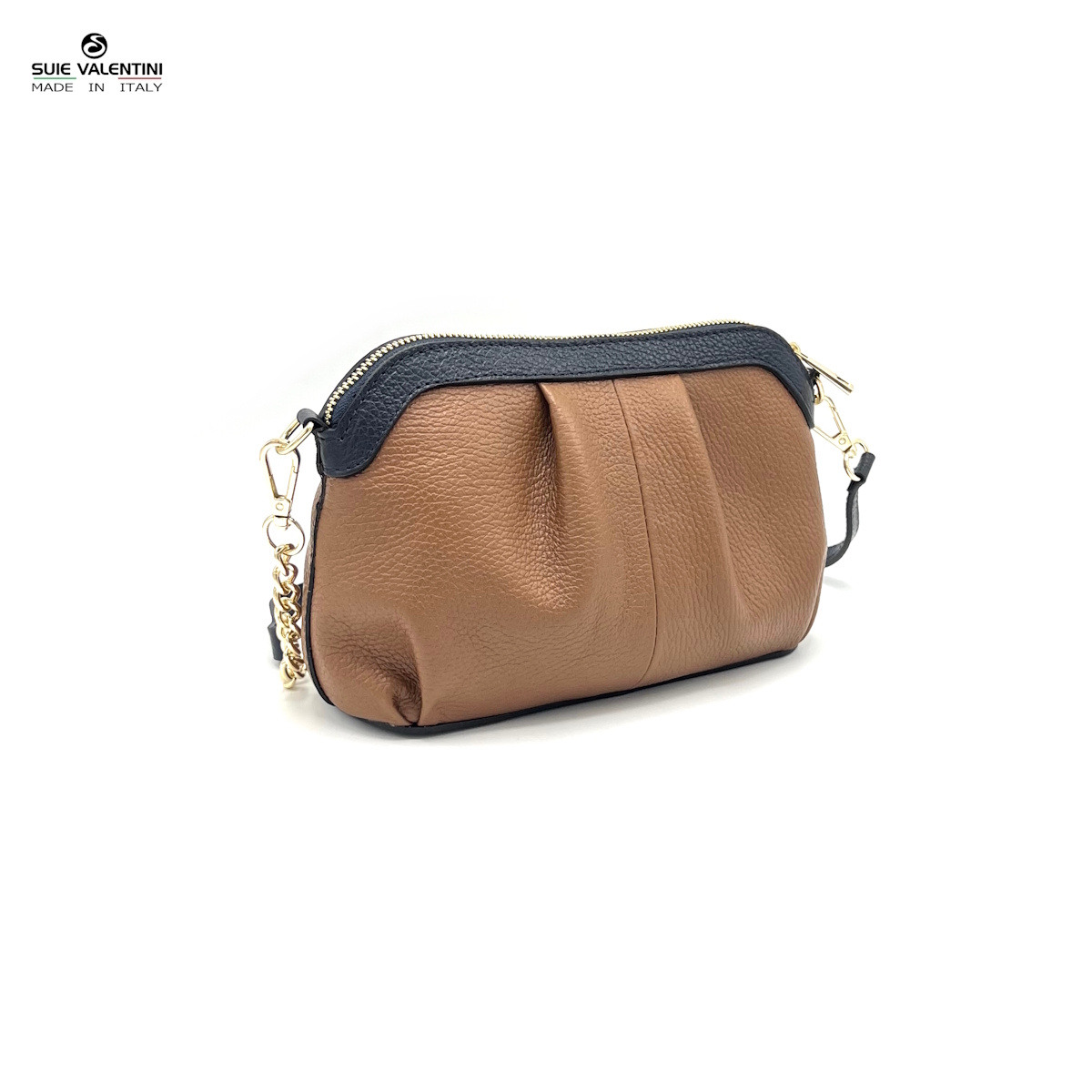 Mayorista Suie Valentini - Bolso bandolera pequeño con cadena de cuero auténtico, Made in Italy, art. 112616