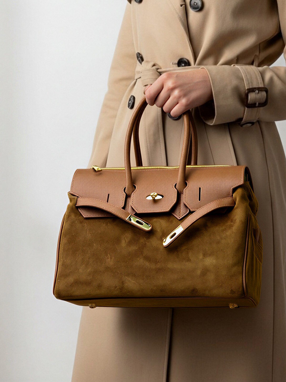 Wholesaler Suie Valentini - Suede and Genuine Leather Handbag, Big size