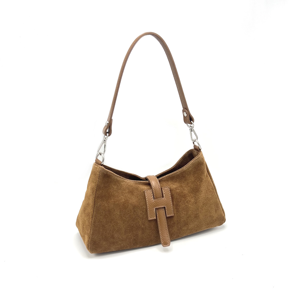 Grossista Suie Valentini - Borsa a tracolla in pelle scamosciata, Made in Italy, art. 112624 Operazione riuscita