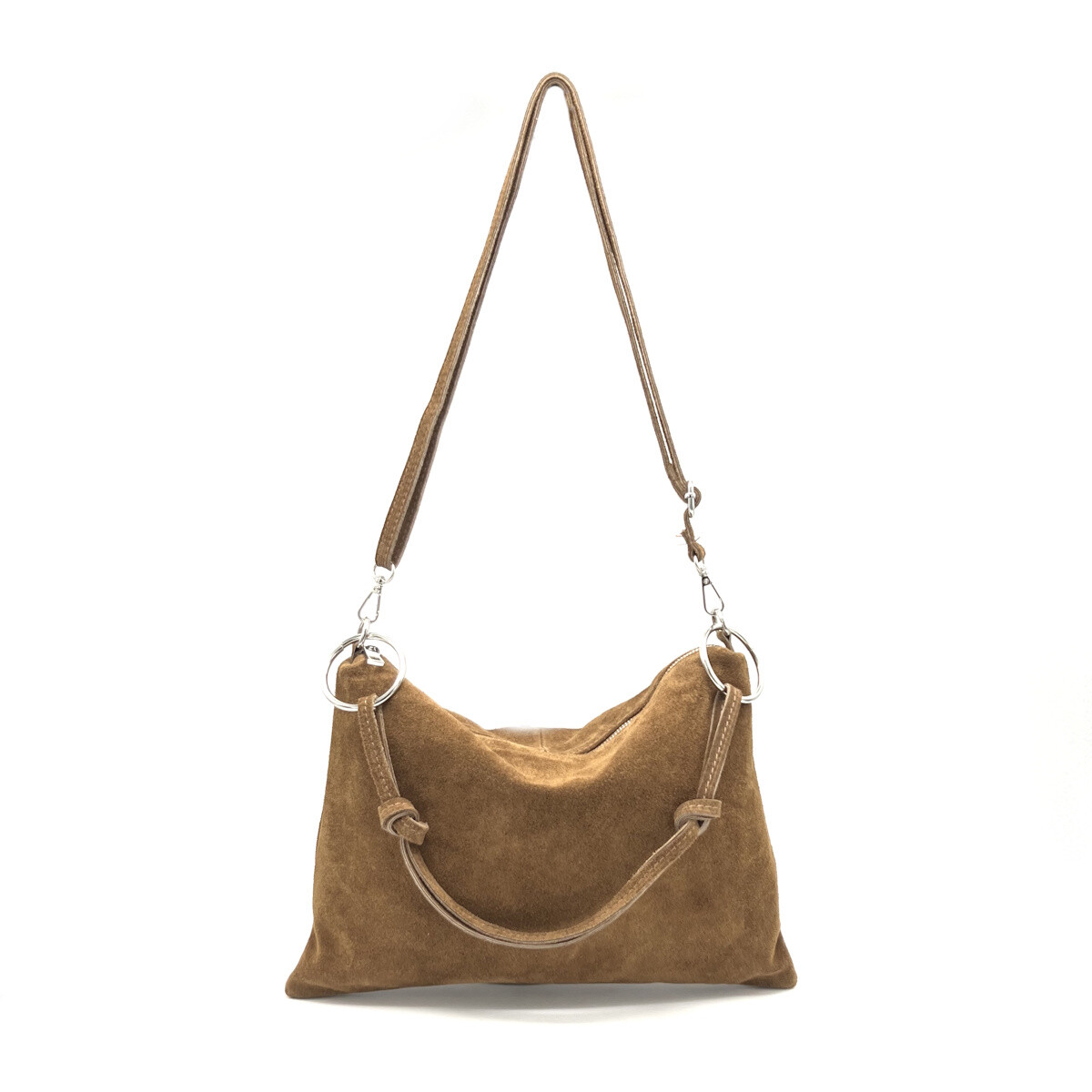 Grossista Suie Valentini - Borsa a tracolla, in pelle scamosciata, Made in Italy