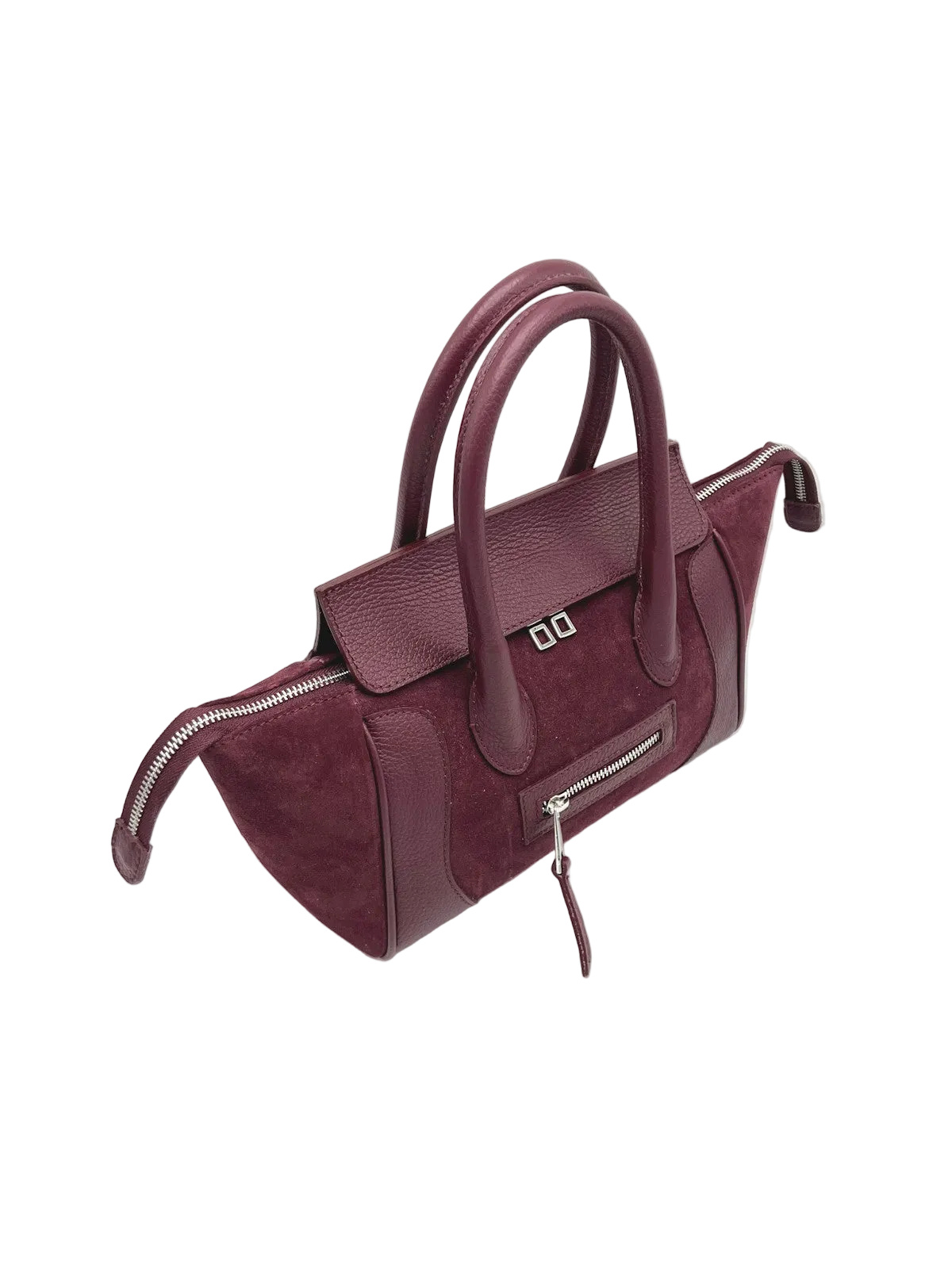 Mayorista Suie Valentini - Bolso de ante y cuero genuino con correa desmontable