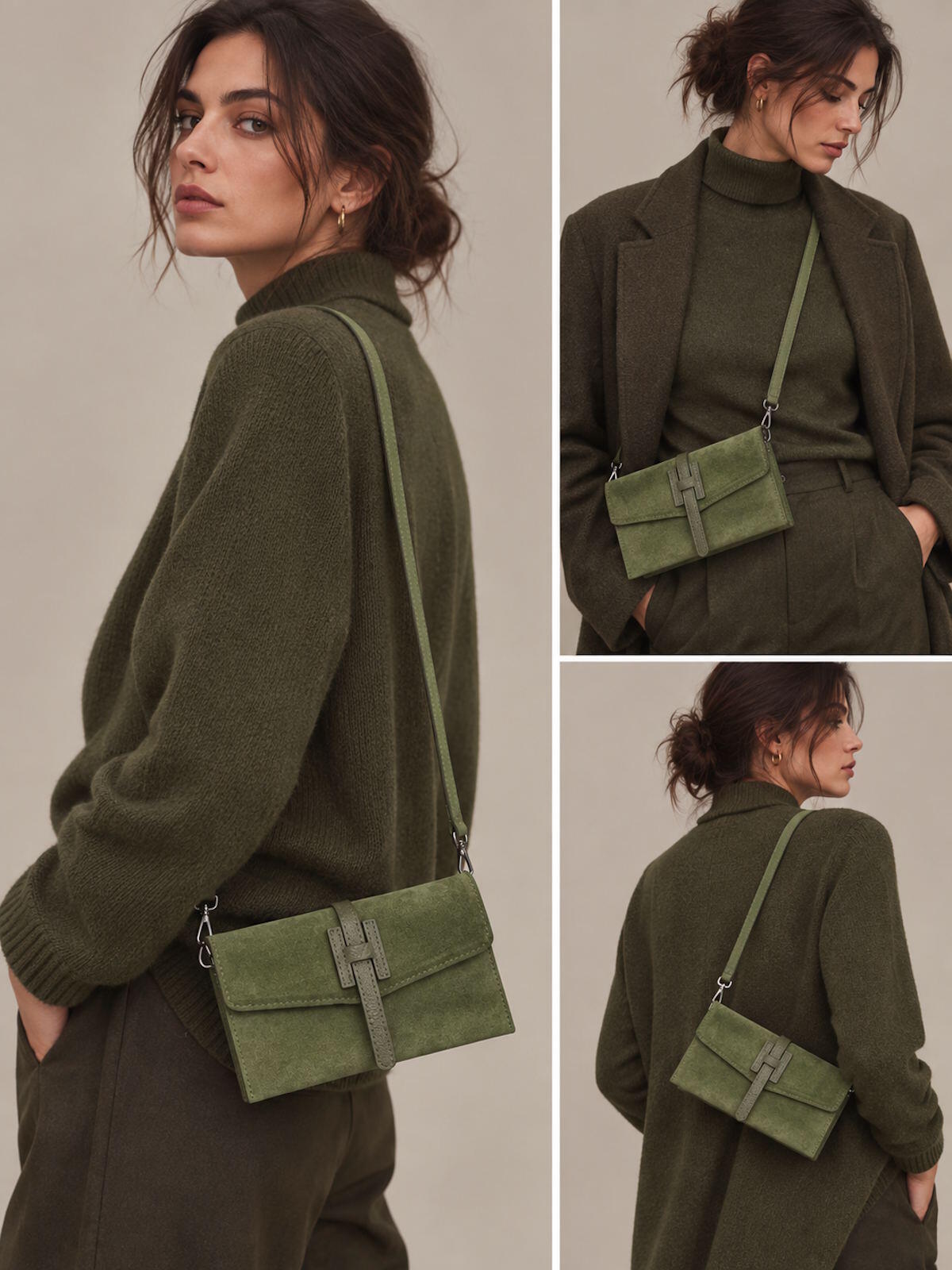Grossista Suie Valentini - Mini pochette in camoscio e pelle vera, Made in Italy, Art. 112795
