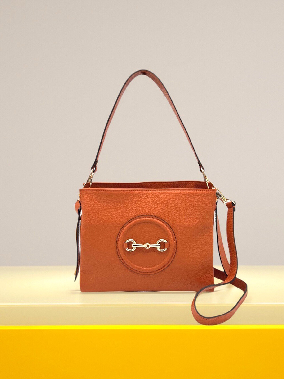 Mayorista Suie Valentini - Bolso de hombro de cuero genuino, hecho en Italia