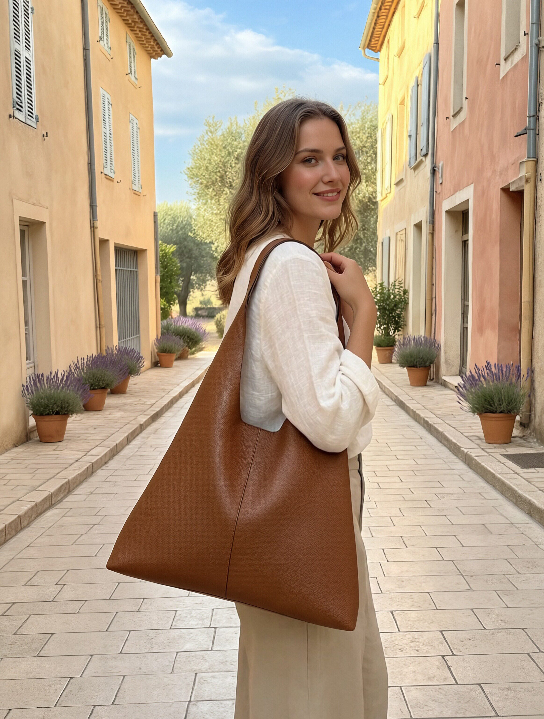Grossiste Suie Valentini - Sac Hobo en cuir véritable pour femme, fabriqué en Italie