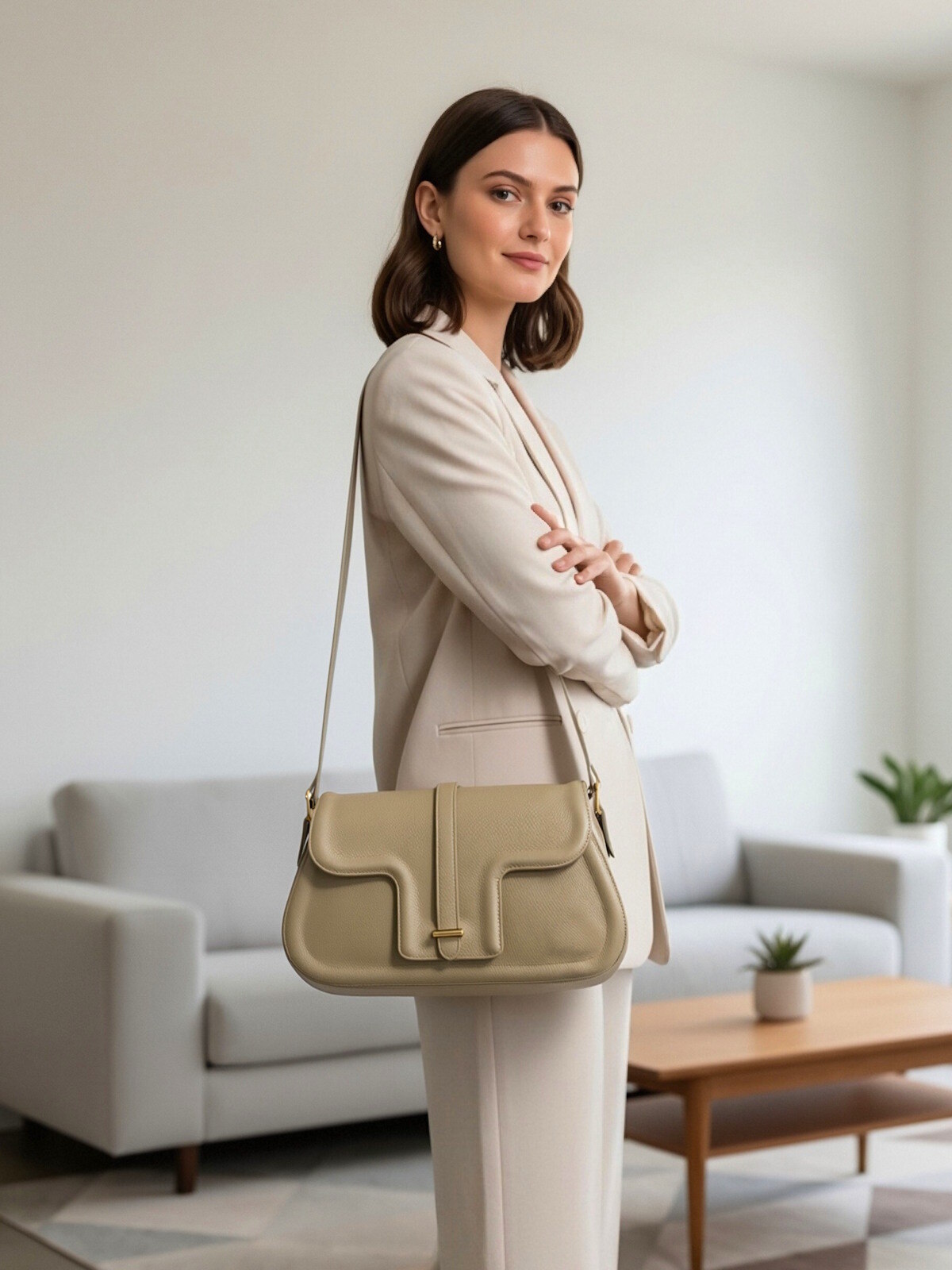 Mayorista Suie Valentini - Bolso de hombro de cuero genuino para mujer, hecho en Italia