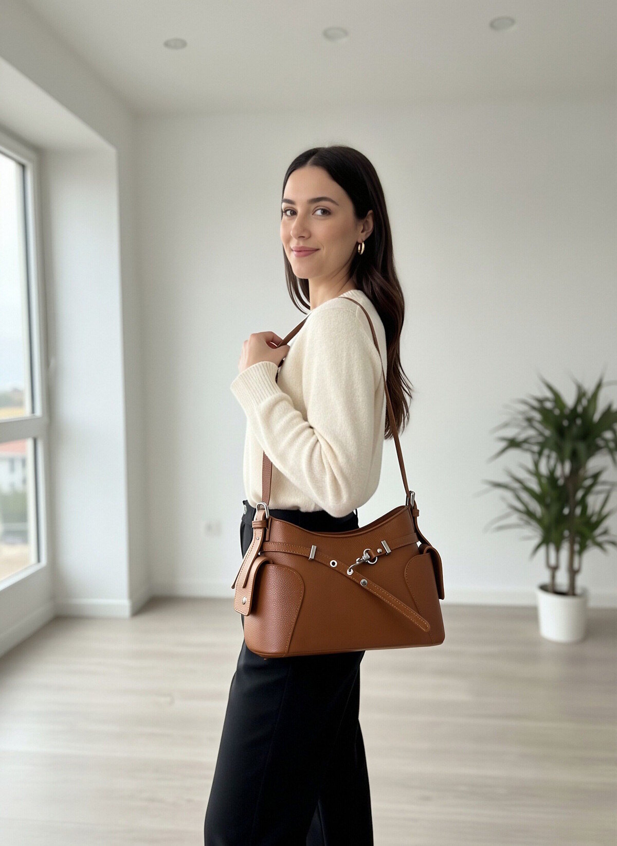 Grossiste Suie Valentini - Sac à bandoulière en cuir véritable pour femme, fabriqué en Italie