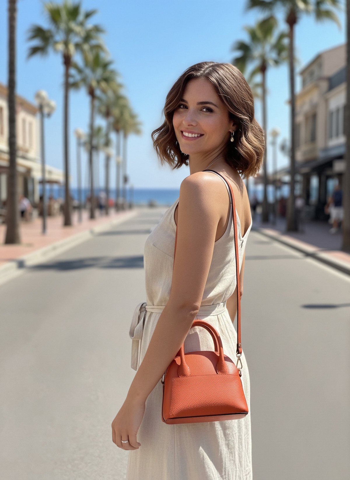 Mayorista Suie Valentini - Bolso de hombro de cuero genuino para mujer, hecho en Italia
