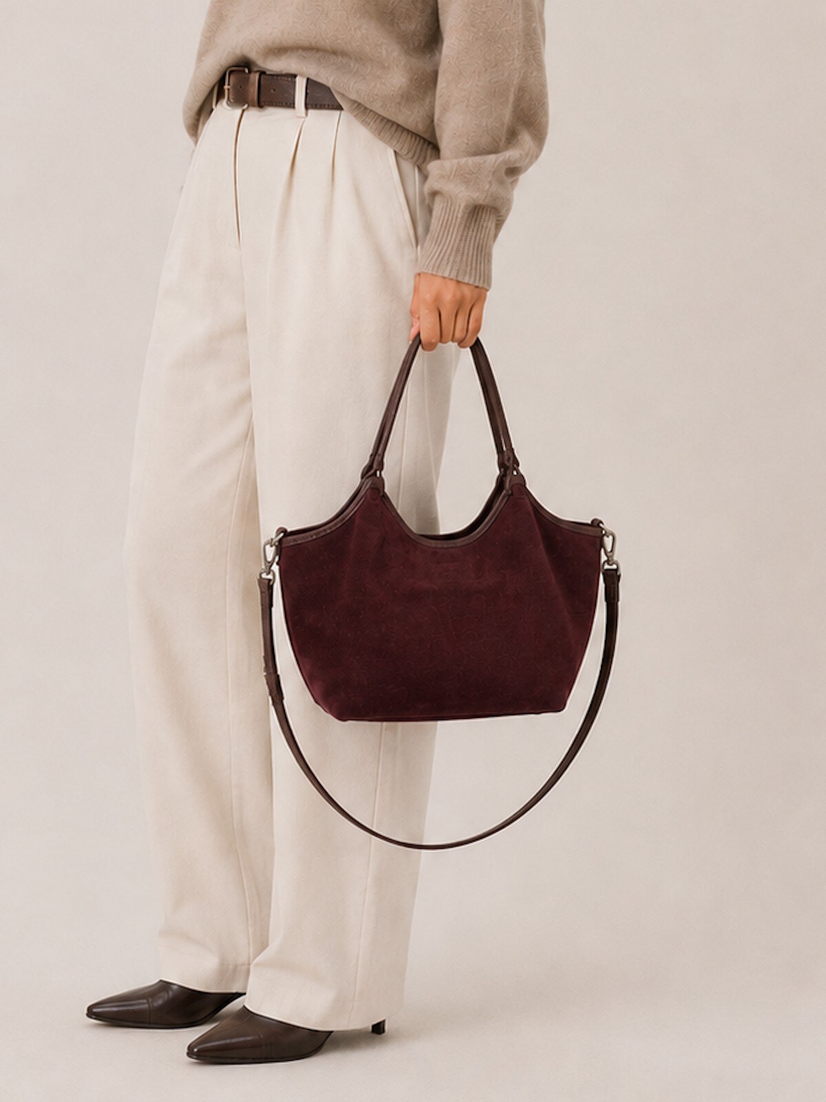 Wholesaler Suie Valentini - Genuine Leather & Suede Tote Bag with Crossbody Strap, Made in Italy