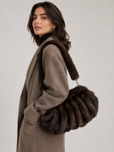 Grossista Suie Valentini - Borsa a spalla arricciata in ecopelliccia peluche, Autunno/Inverno, Art. XY-13.532 Grossista Suie Valentini - Borsa a spalla arricciata in ecopelliccia peluche, Autunno/Inverno, Art. XY-13.532