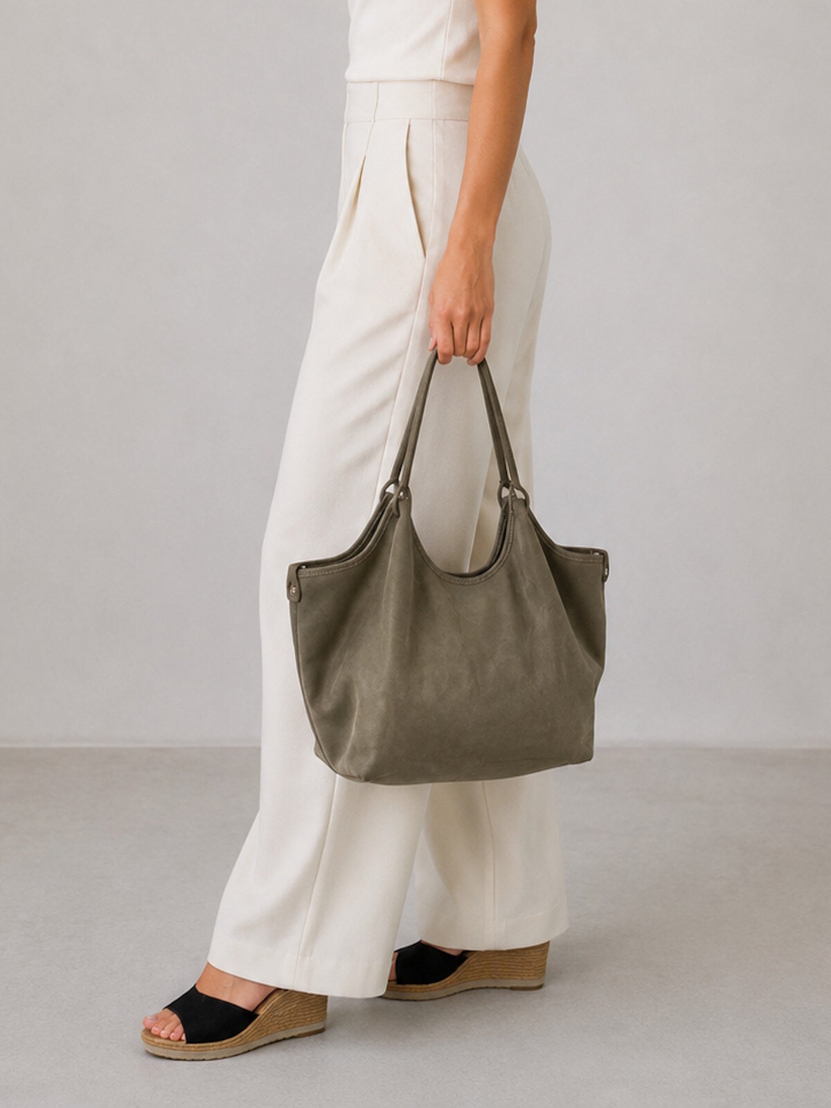 Wholesaler Suie Valentini - Genuine Leather & Suede Tote Bag with Crossbody Strap, Made in Italy