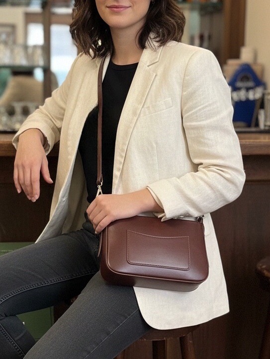 Mayorista Suie Valentini - Pequeño bolso de hombro de cuero genuino, hecho en Italia