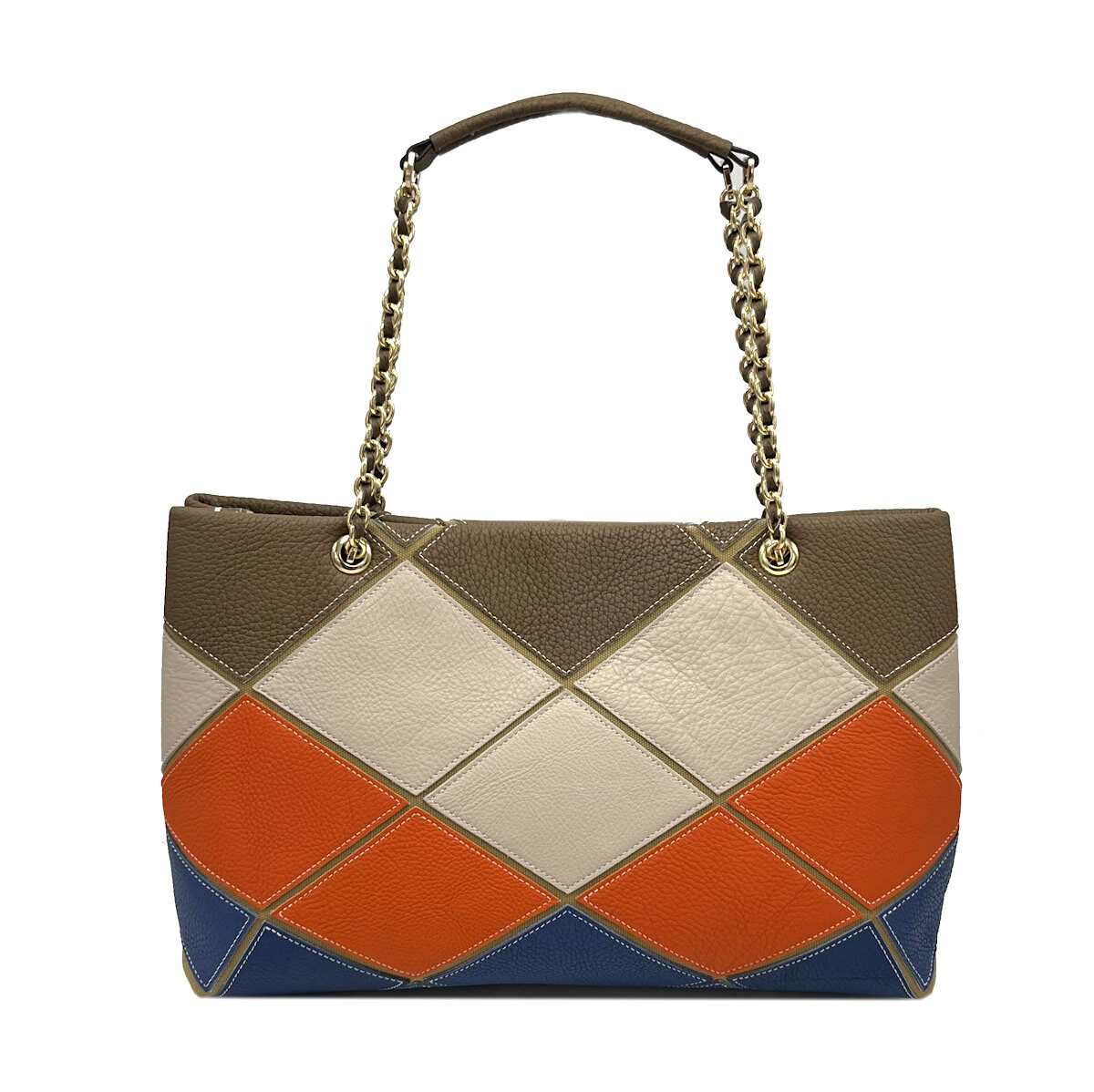 Mayorista Suie Valentini - Bolso de cadena de cuero verdadero, gran tamaño, hecho en Italia