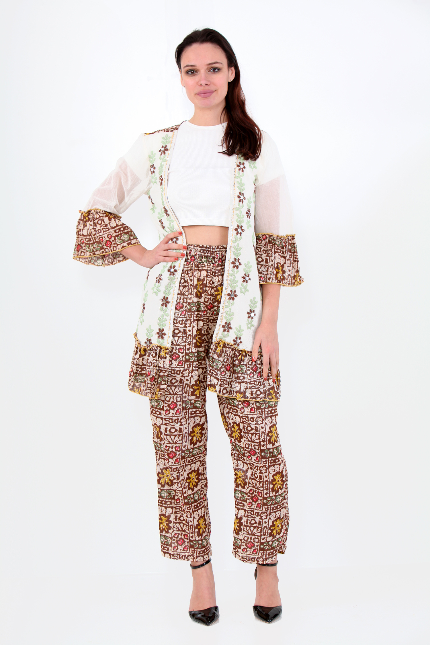 Grossista Sumel - Completo due pezzi con pantaloni per donna, abito stampato floreale REF- 6170