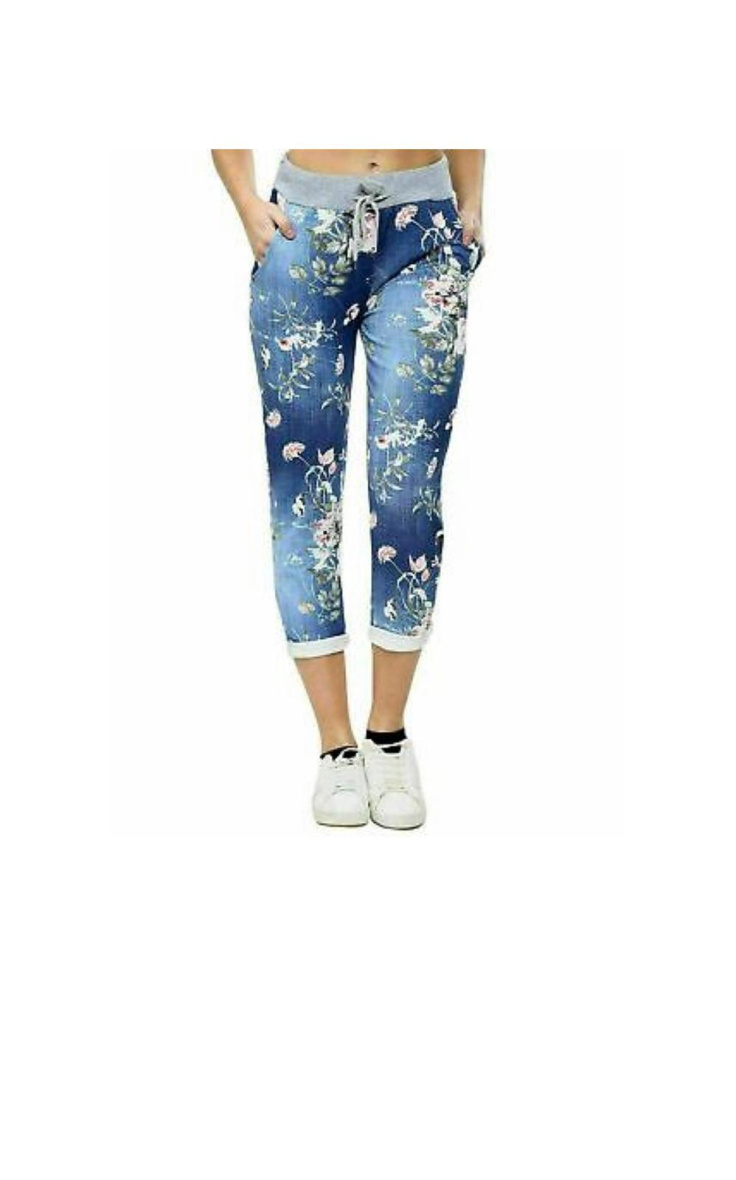 Wholesaler Sumel - Women’s Pantaloon Fabric Denim style jogging pants flower pattern REF MIMO PYJ
