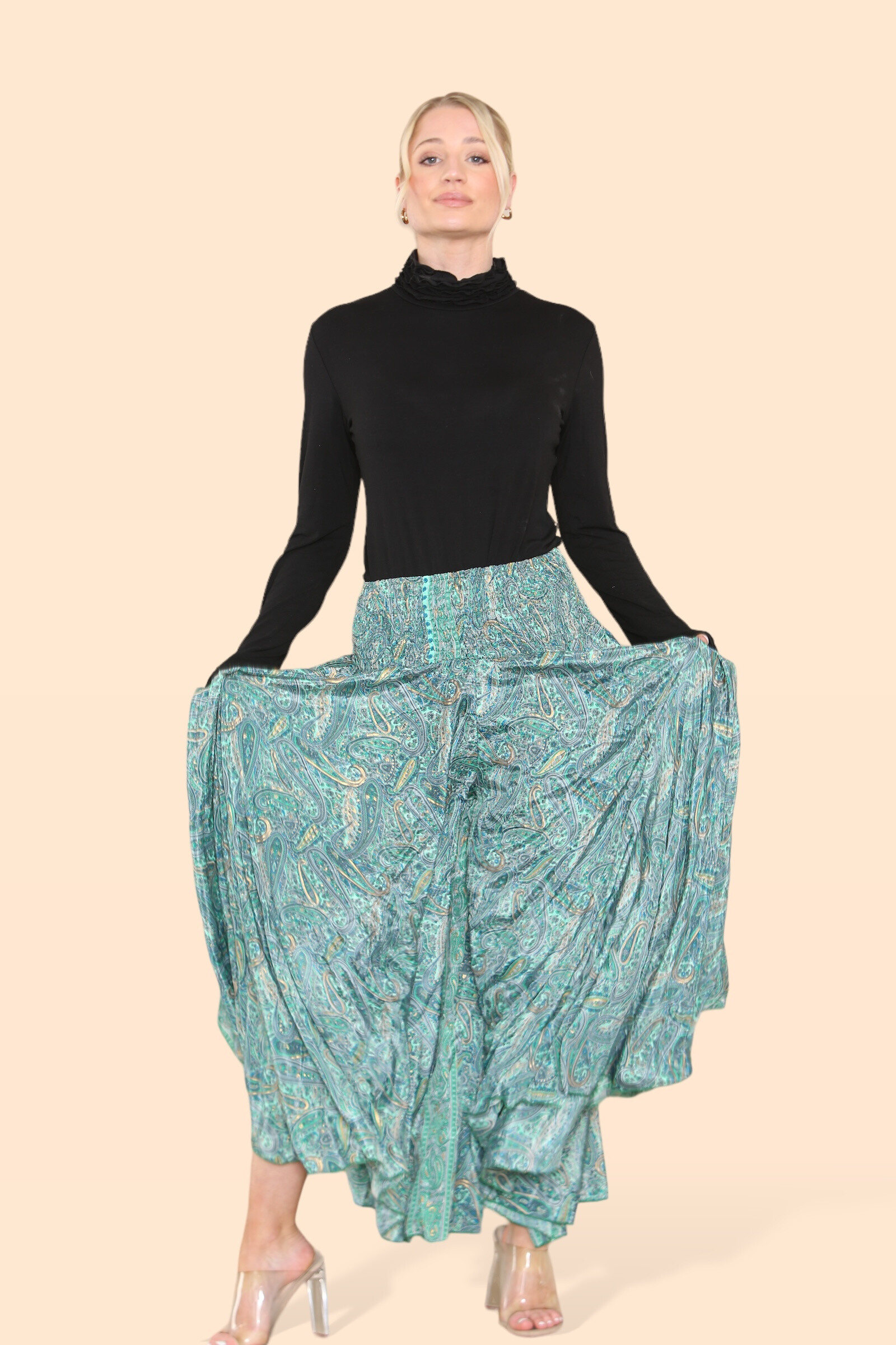 Grossista Sumel - Collezione Estate 2024 - Gonna Pantaloni Donna Grande Rosetta Floreale 813P14-G