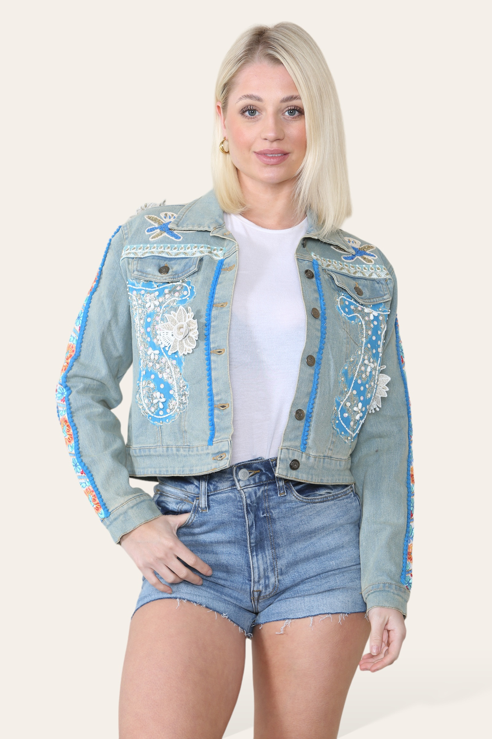 Wholesaler Sumel - Bohemian trap jacket embroidery diamonds & sequins designer back