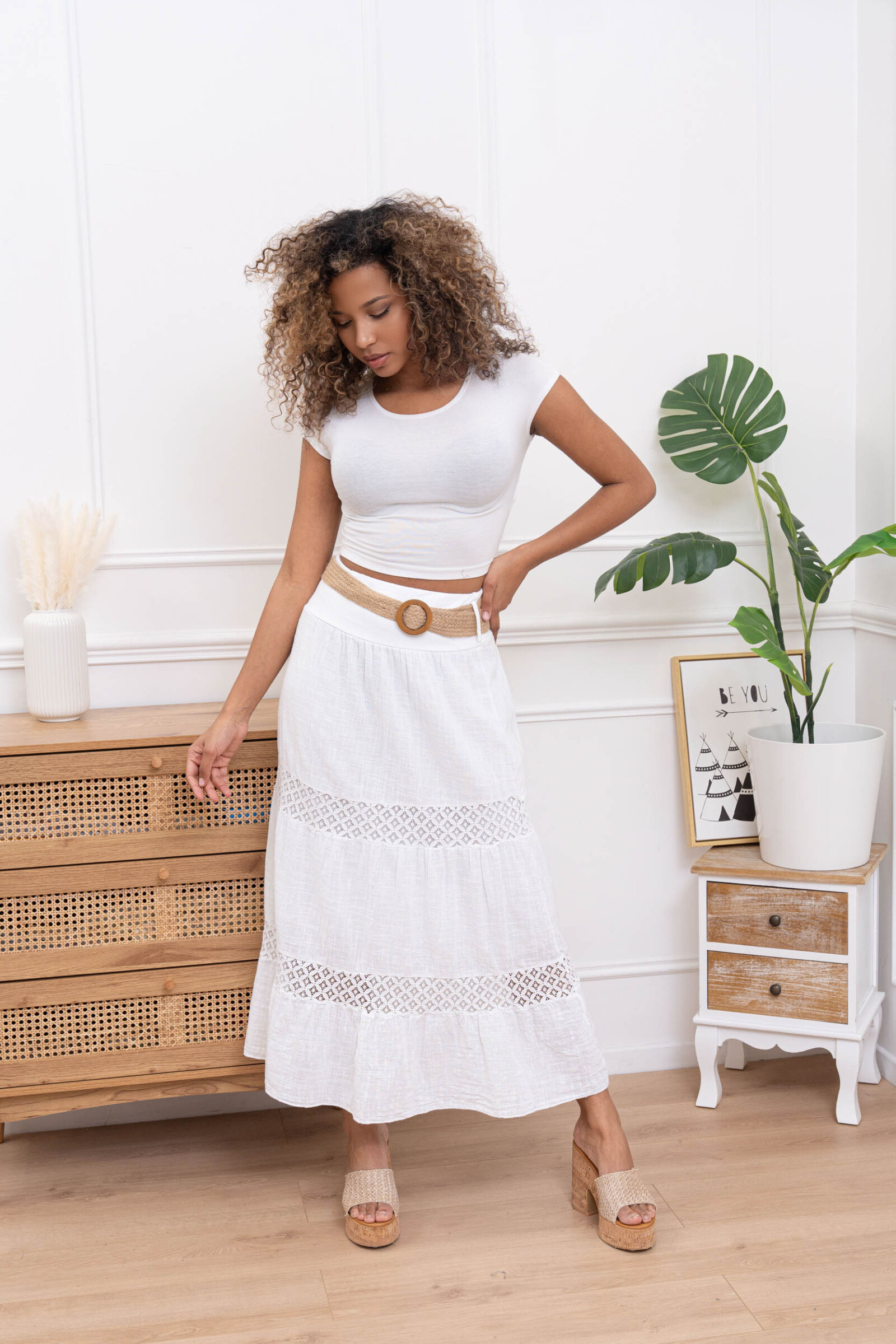 Wholesaler Sun Love - Cotton skirt with belt