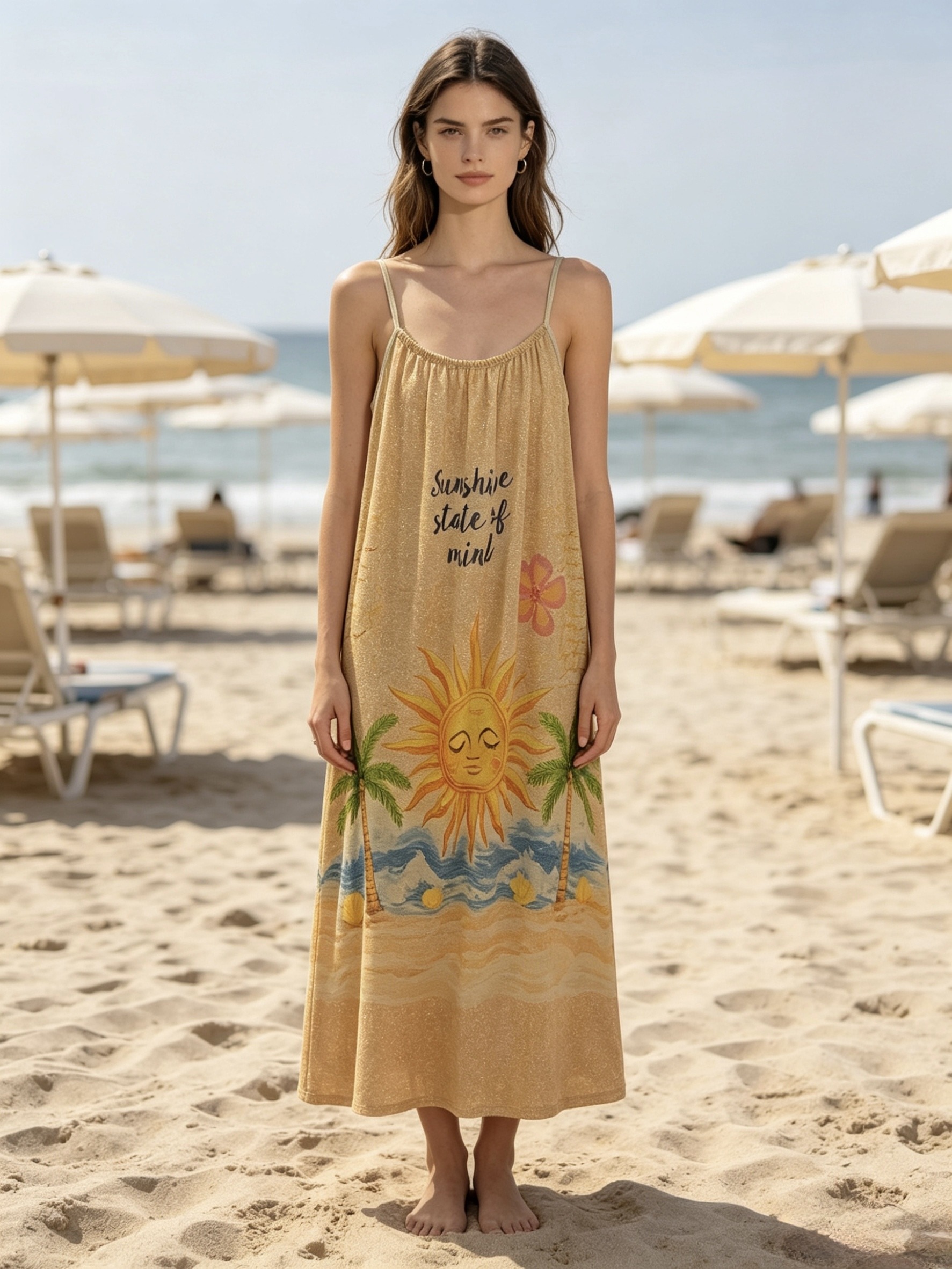 Grossiste Sun Love - Robe longue à bretelle imprimée