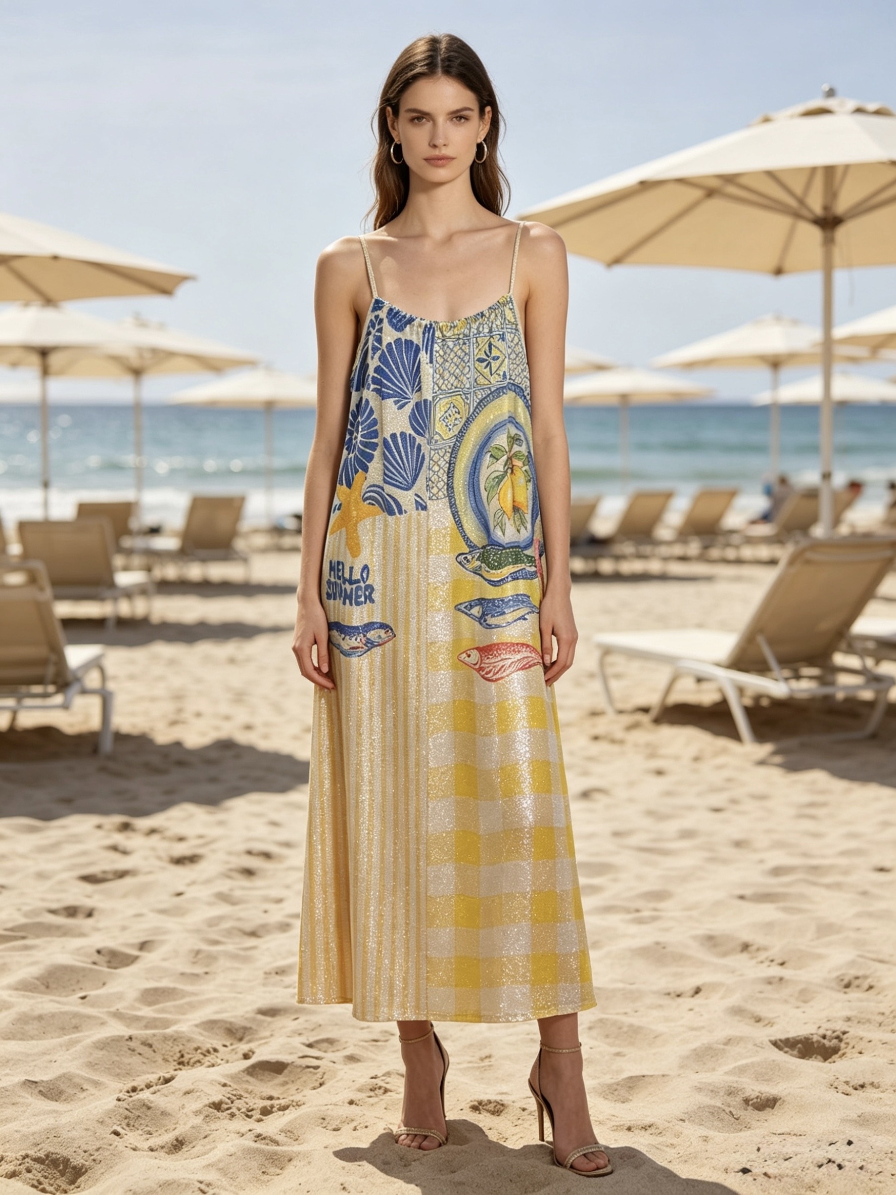 Grossiste Sun Love - Robe longue à bretelle imprimée
