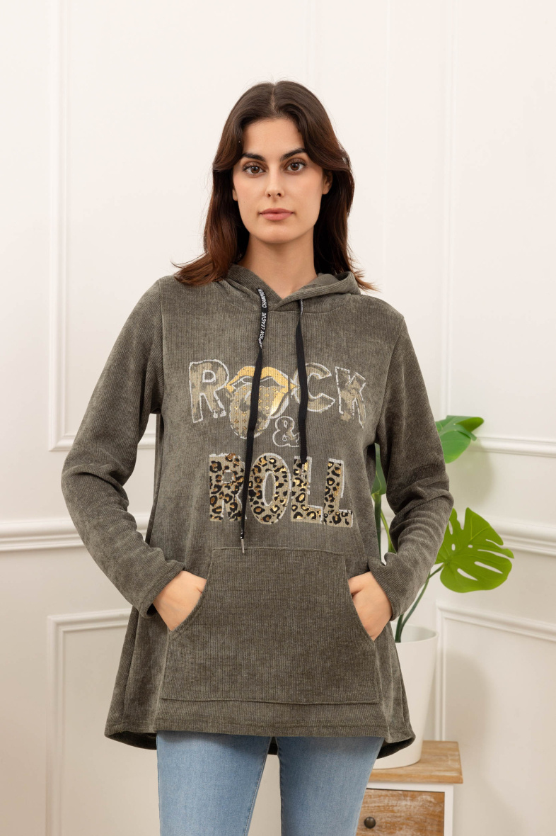 Grossiste Sun Love - Sweat à capuche imprimé en velours