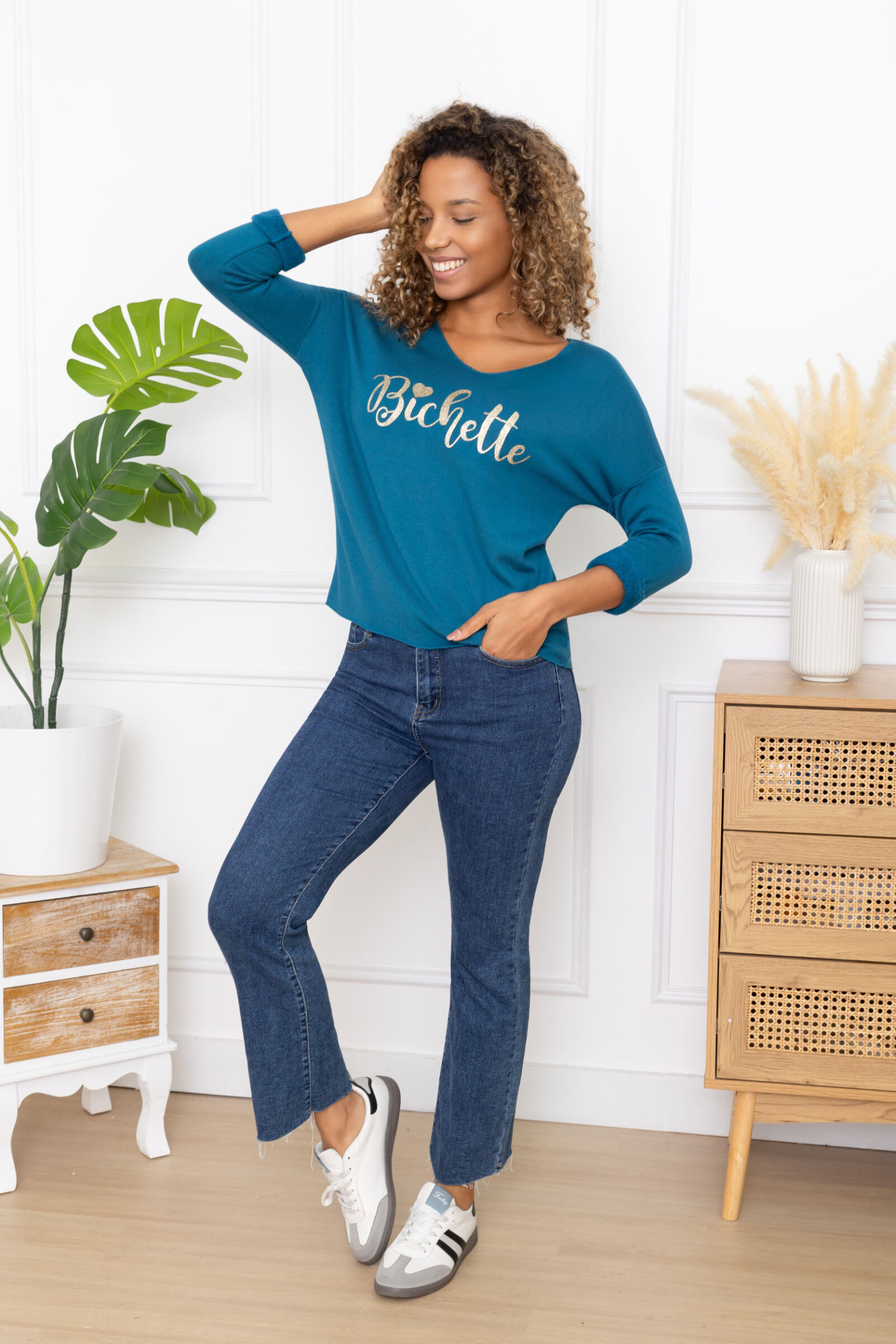 Top épais pour femme, idéal pour l'hiver, en viscose et nylon, avec touche d'élasthanne pour confort optimal.