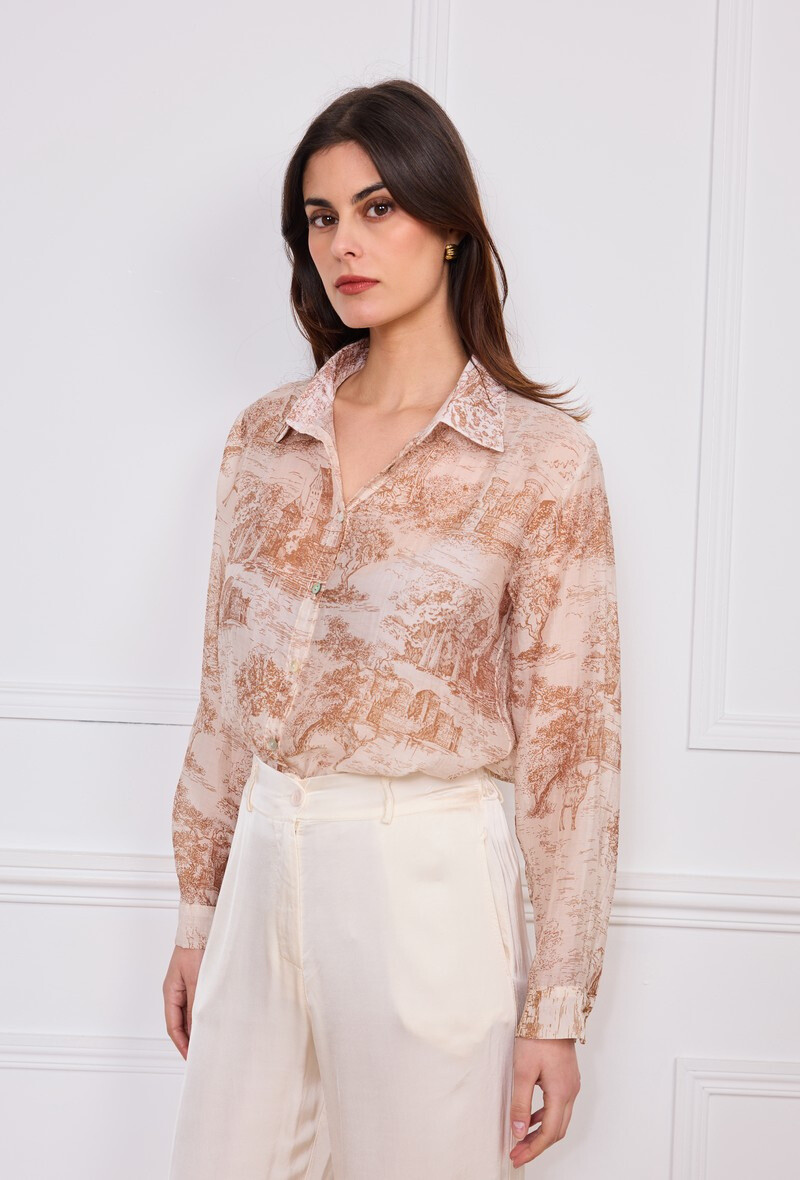 Grossiste Sunny Studio - Blouse imprimée à col classique