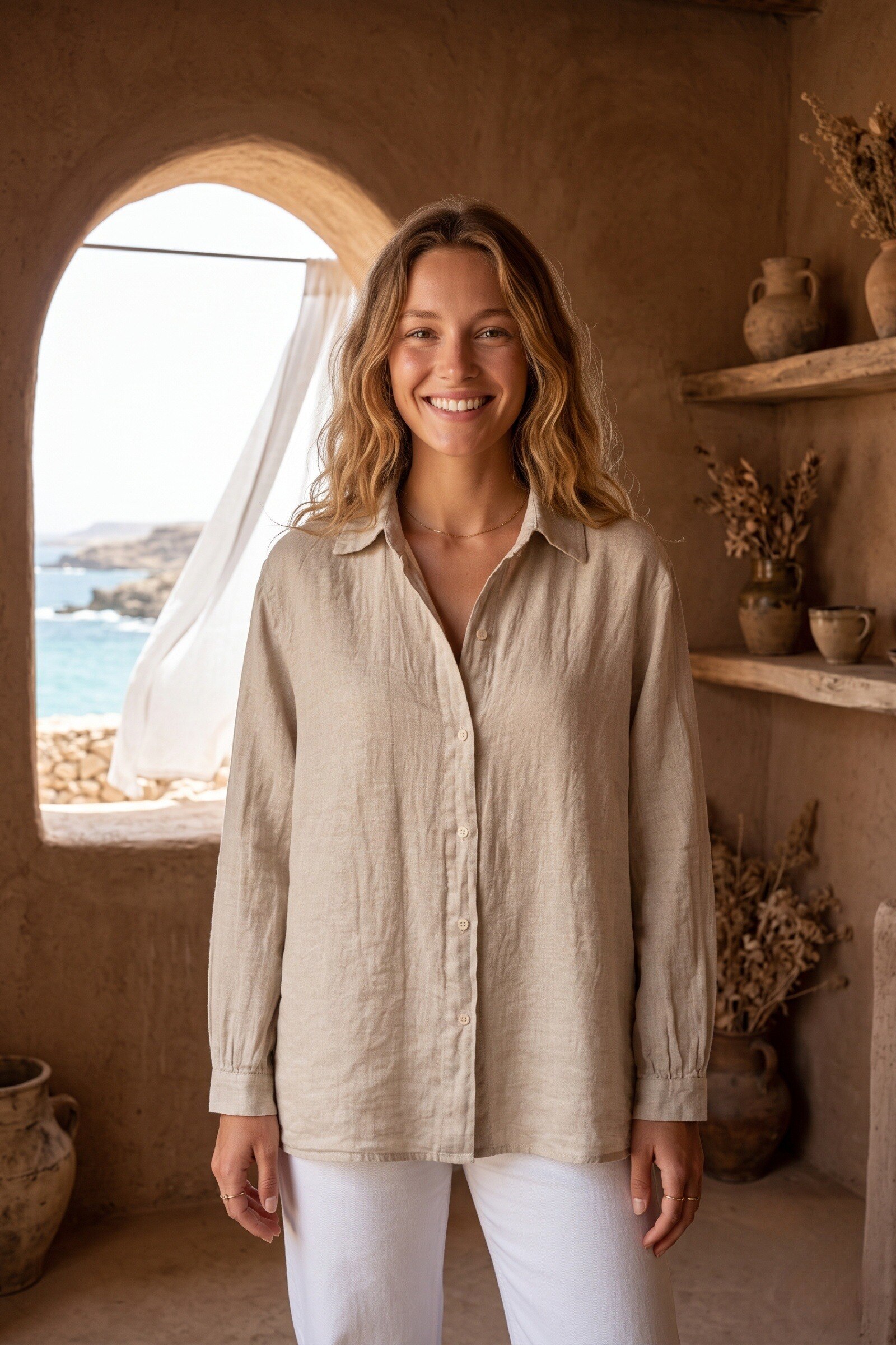 Mayorista Sunny Studio - Camisa de lino abotonada