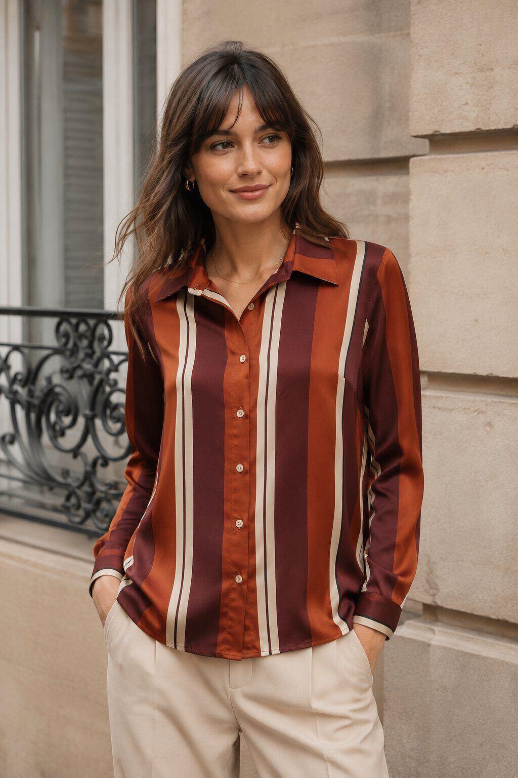 Wholesaler Sunny Studio - Satin striped shirt