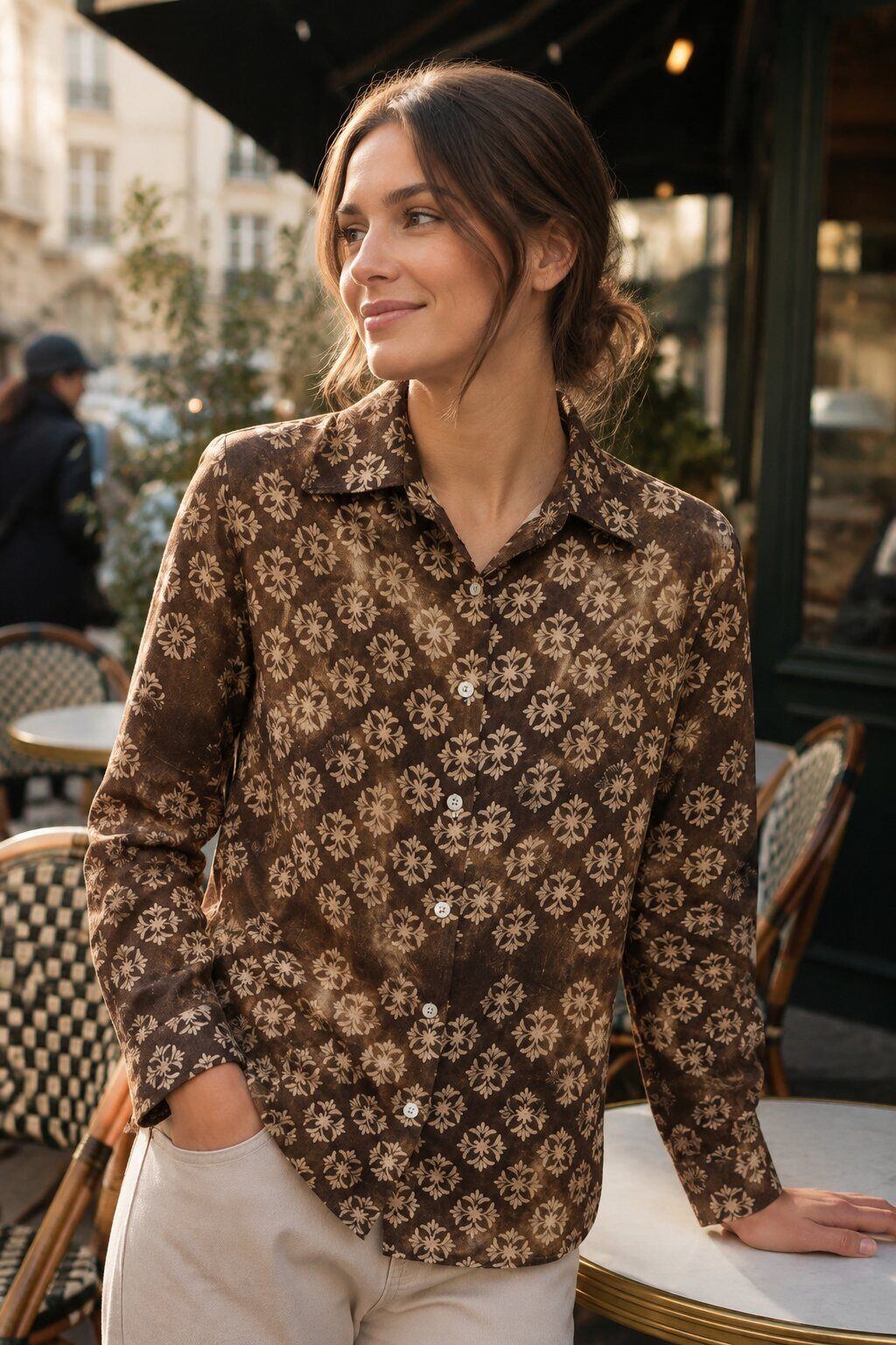 Mayorista Sunny Studio - Camisa con estampado de rosetones Sunny Studio