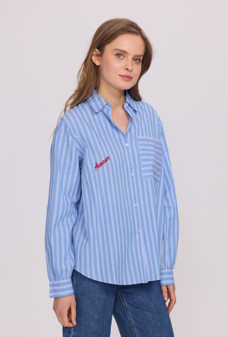Grossiste Sunny Studio - Chemise à rayures avec broderie