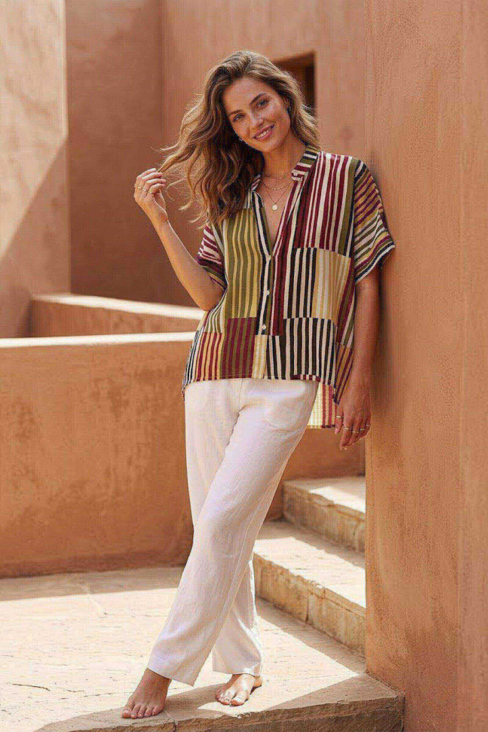 Grossista Sunny Studio - Camicia a righe in voile di cotone