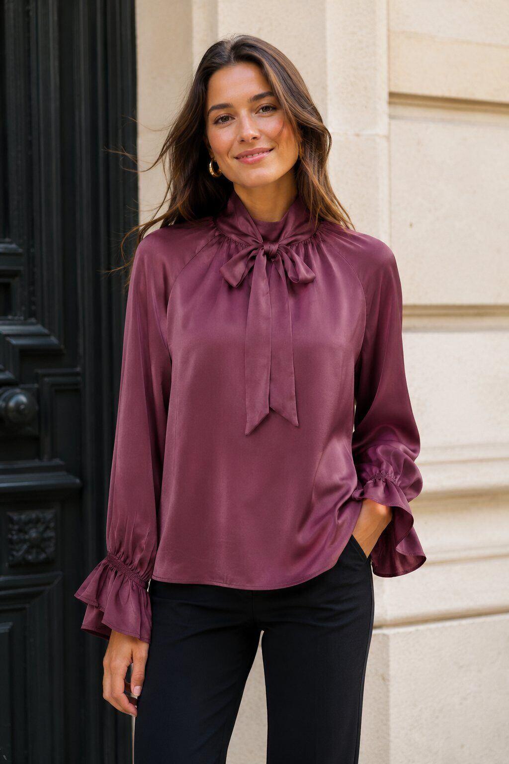 Wholesaler Sunny Studio - Satin ruffled blouse