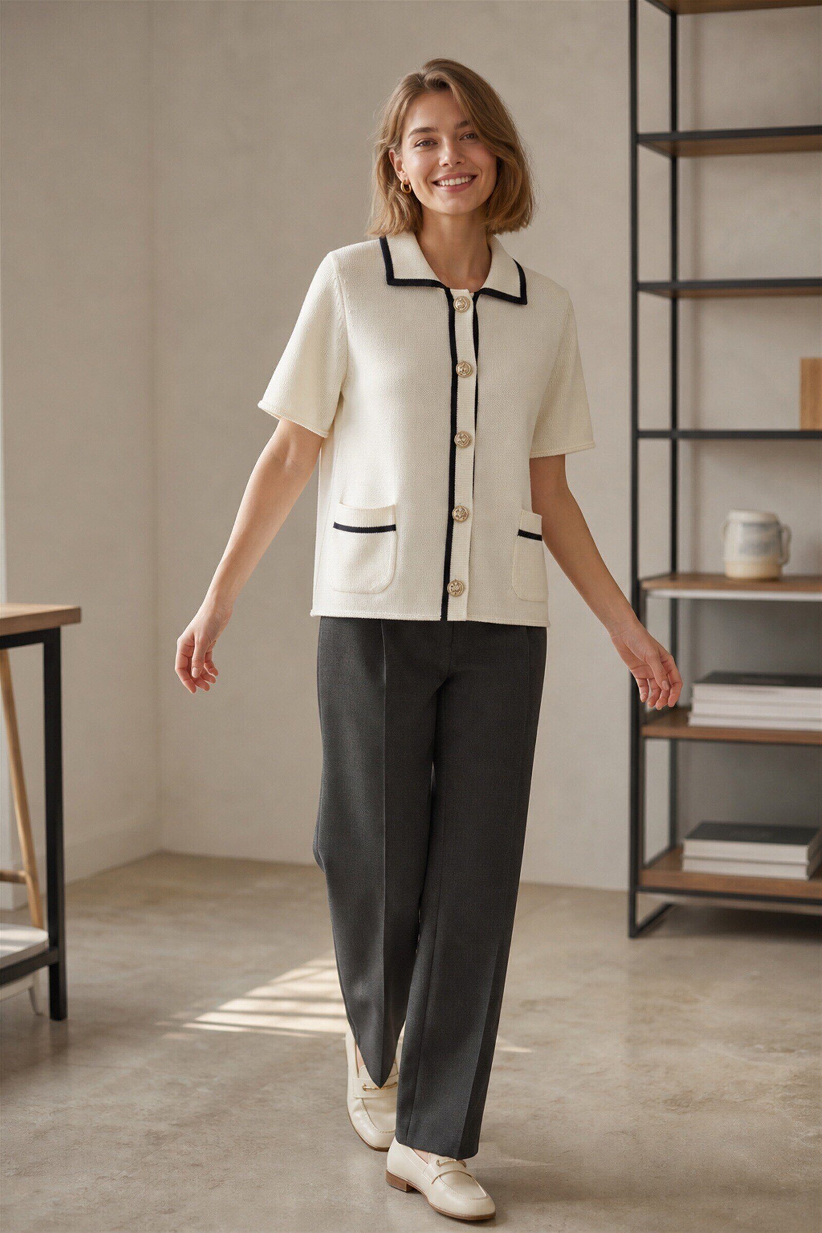 Grossiste Sunny Studio - Gilet en coton manches courtes