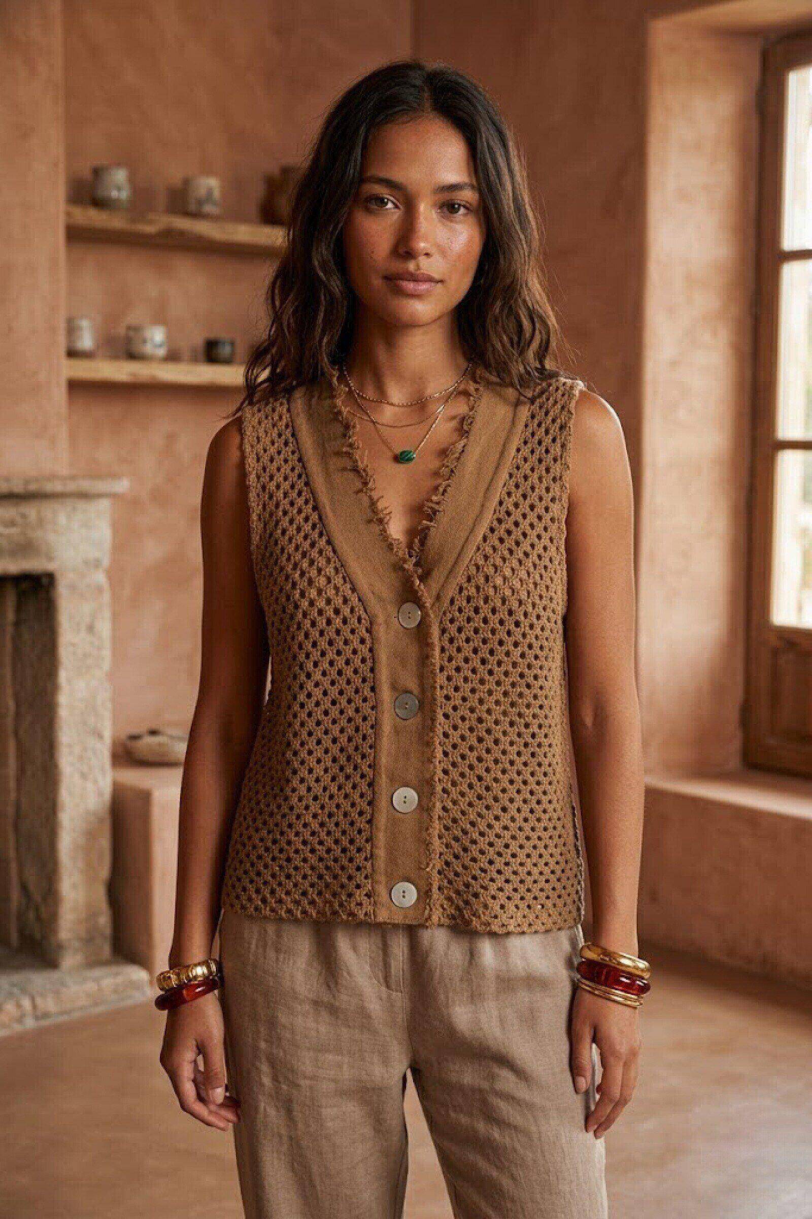 Grossiste Sunny Studio - Gilet en crochet Sunny Studio