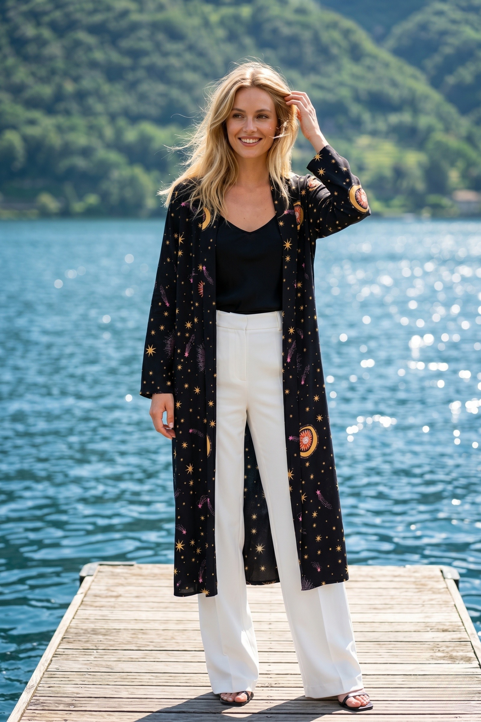 Mayorista Sunny Studio - Kimono con estampado astral en viscosa
