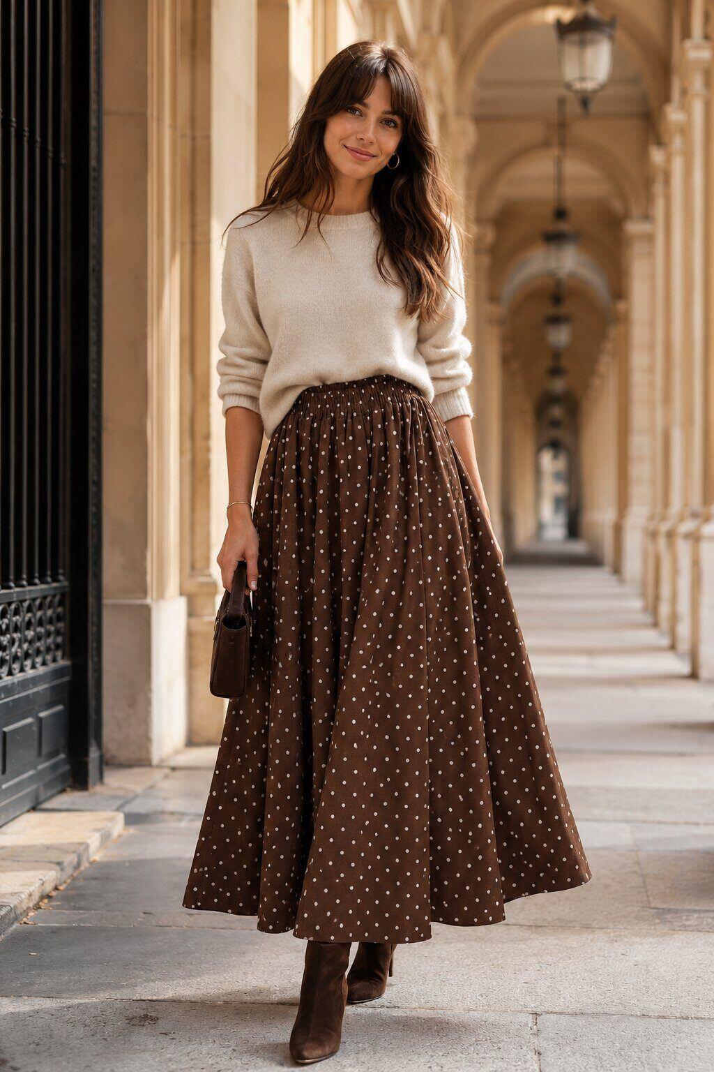 Wholesaler Sunny Studio - Polka dot velvet skirt