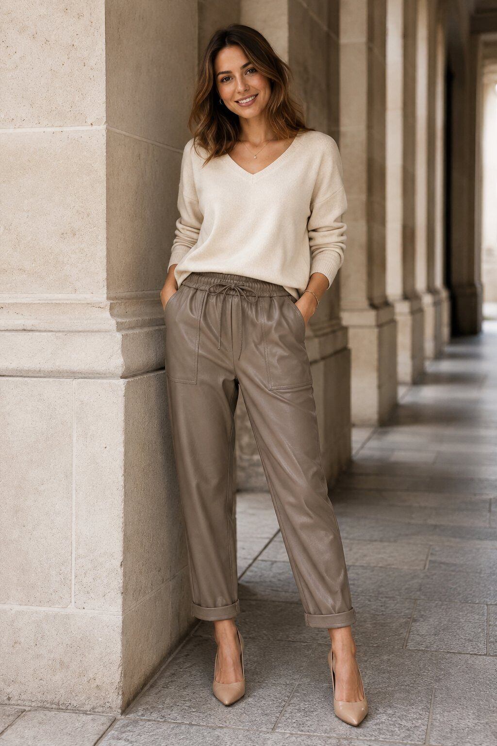 Wholesaler Sunny Studio - Faux leather pants with pockets