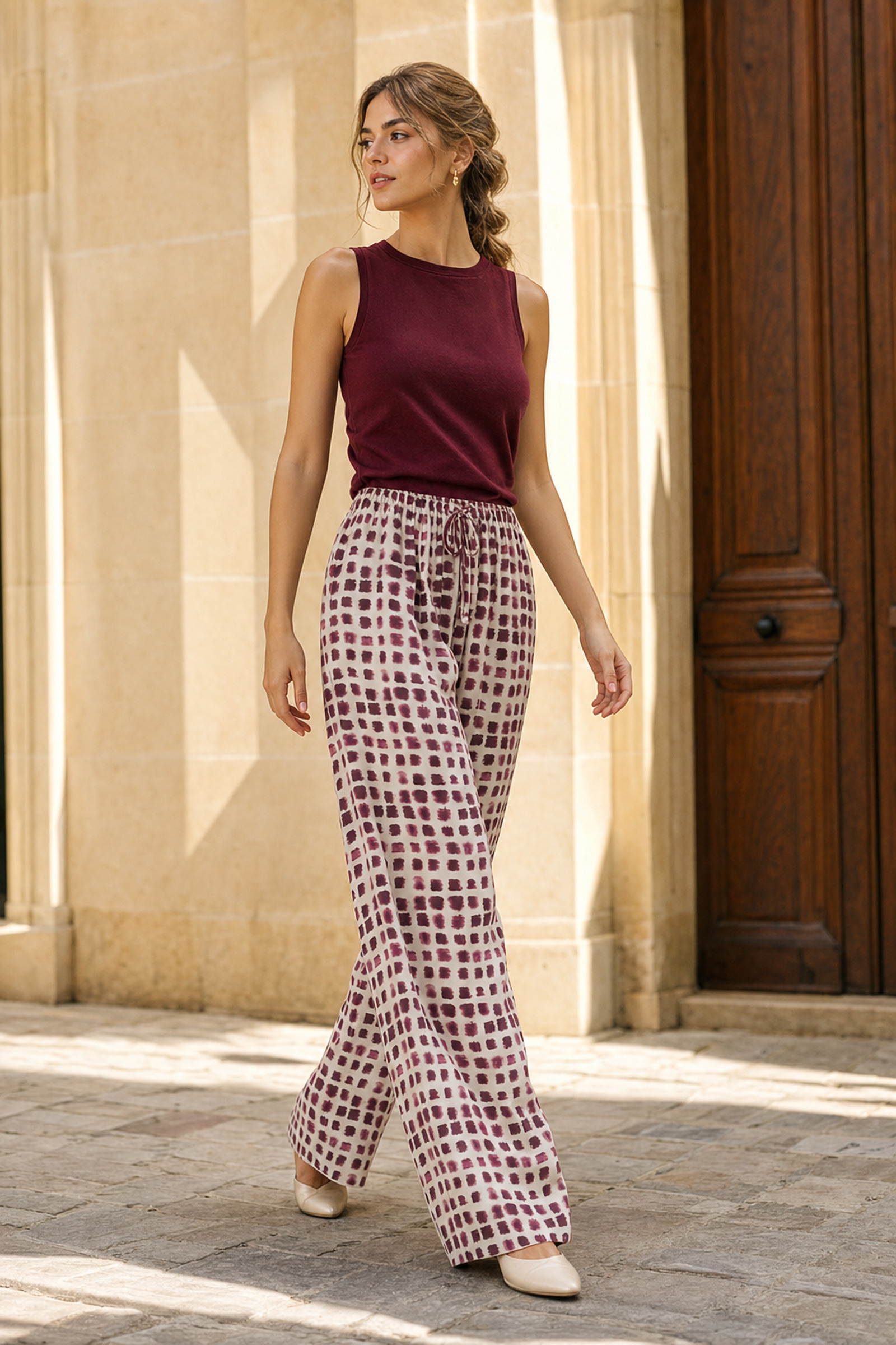 Mayorista Sunny Studio - Pantalón de satén estampado