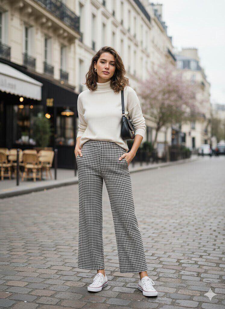 Wholesaler Sunny Studio - Wide-leg plaid trousers