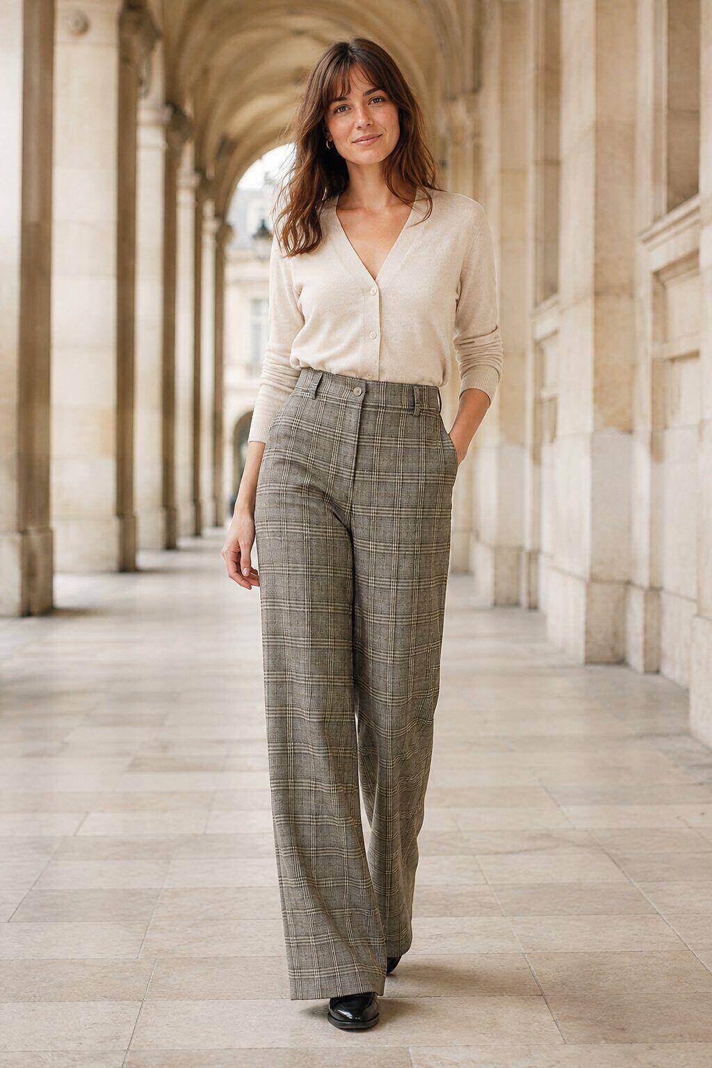 Grossiste Sunny Studio - Pantalon tailleur à carreaux